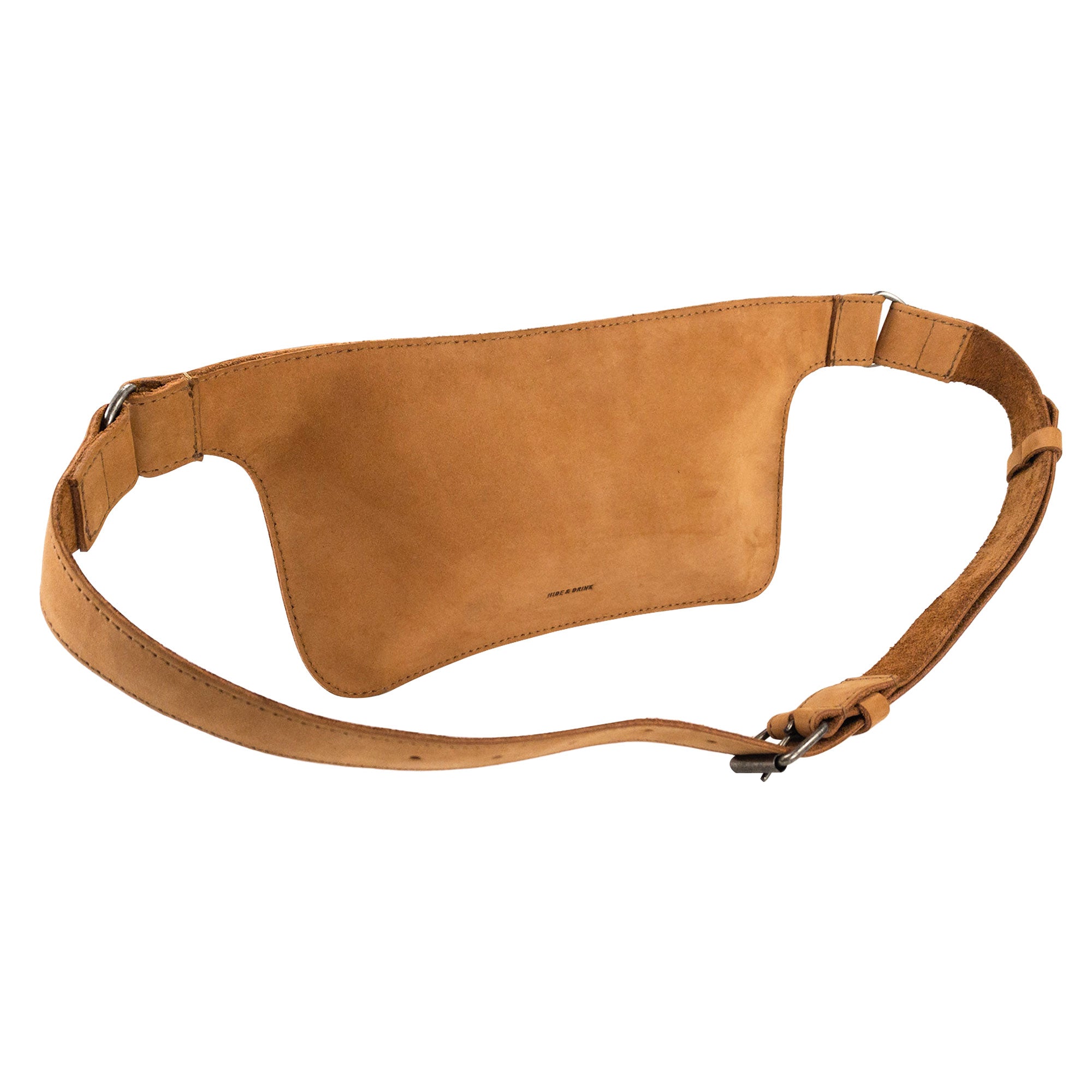 Slim Fanny Pack by Hide & Drink shown in a fully opened state, ideal for keeping essentials easily accessible. This artisan-crafted accessory made from quality full grain leather is perfect for daily adventures.