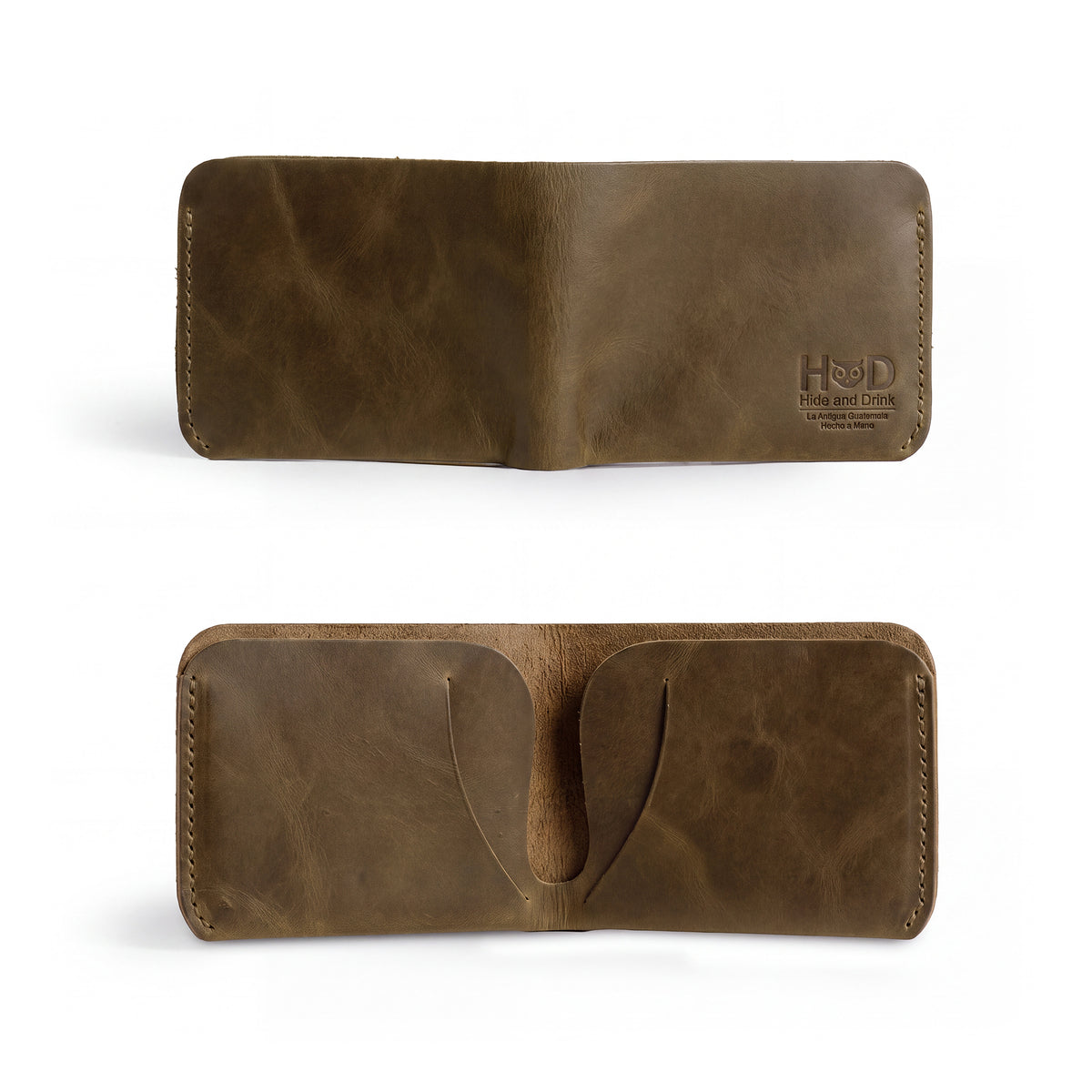 Close-up of the Hide & Drink Minimal Wallet's texture, highlighting the quality of Full Grain Leather. This Classic Slimfold Wallet functions as an efficient Card Organizer Holder and essential Travel Accessory, crafted through dedicated Small Batch Production techniques by artisans from La Antigua Guatemala & Oaxaca Mexico.