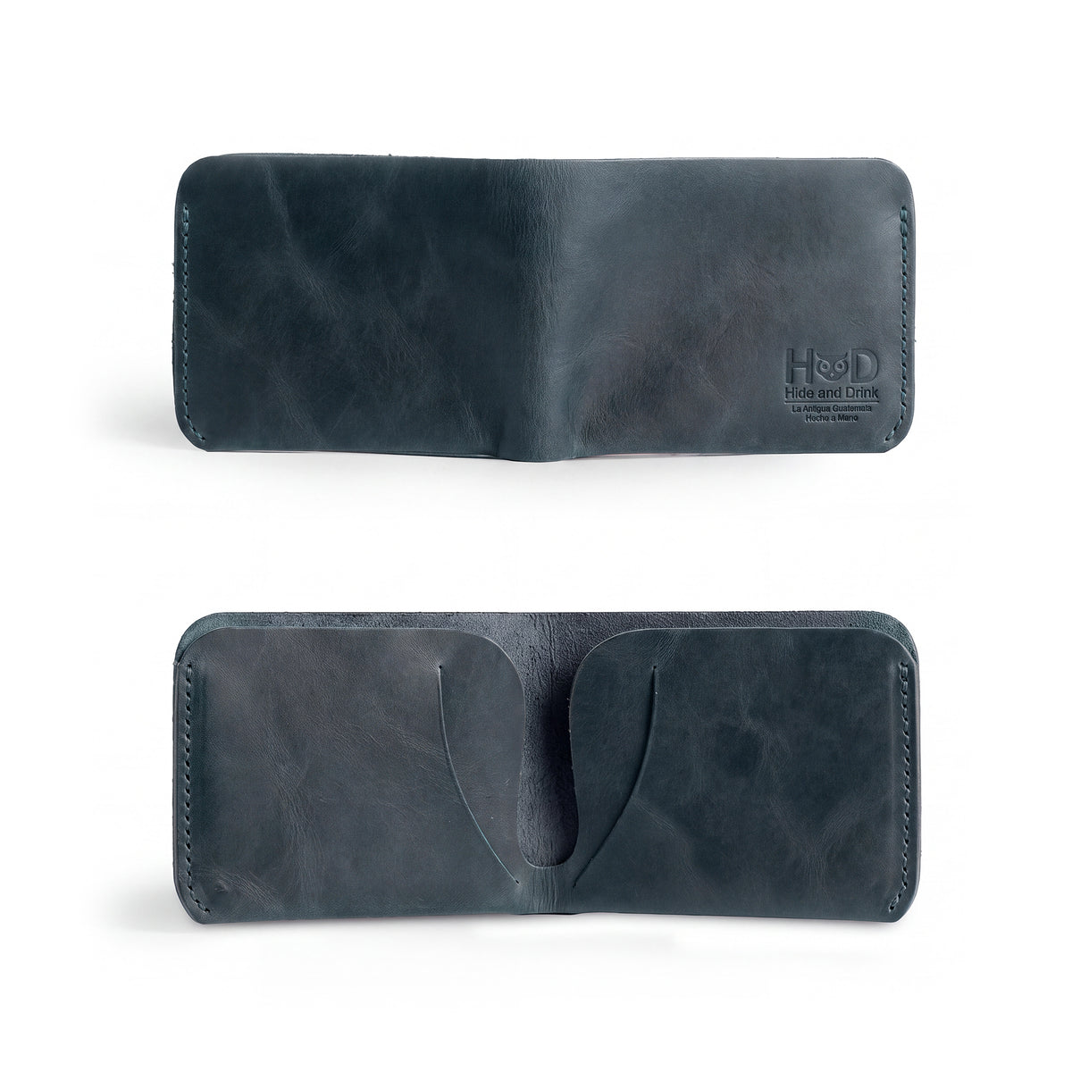 Side view of the Hide & Drink Minimal Wallet, featuring luxurious Full Grain Leather. This Classic Slimfold Wallet serves as a practical Card Organizer Holder, suitable as a Travel Accessory, showcasing the artistry of Small Batch Production by artisans in La Antigua Guatemala & Oaxaca Mexico with Hand Cut and Hand Sewn details.