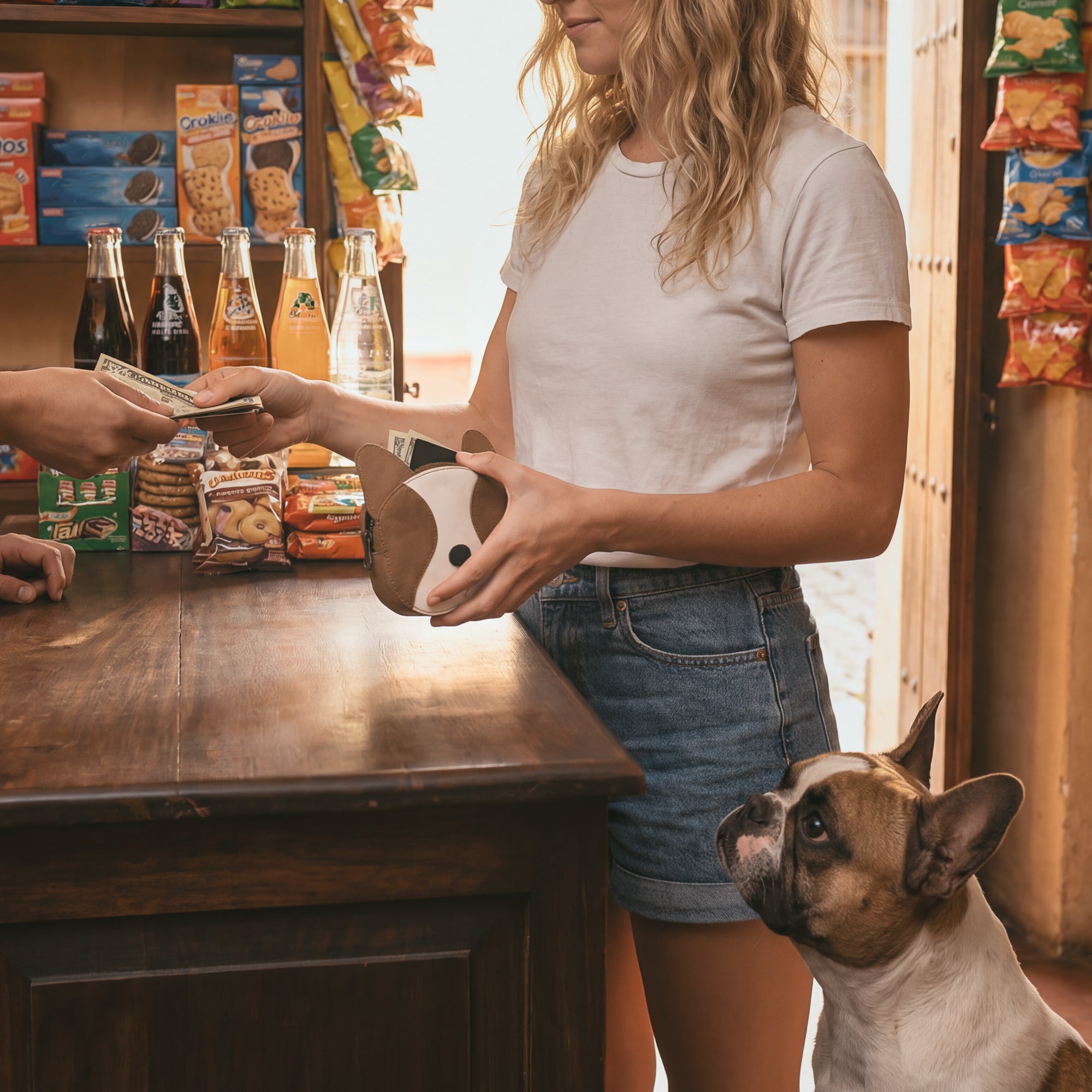 French Bulldog-Shaped Leather Wallet