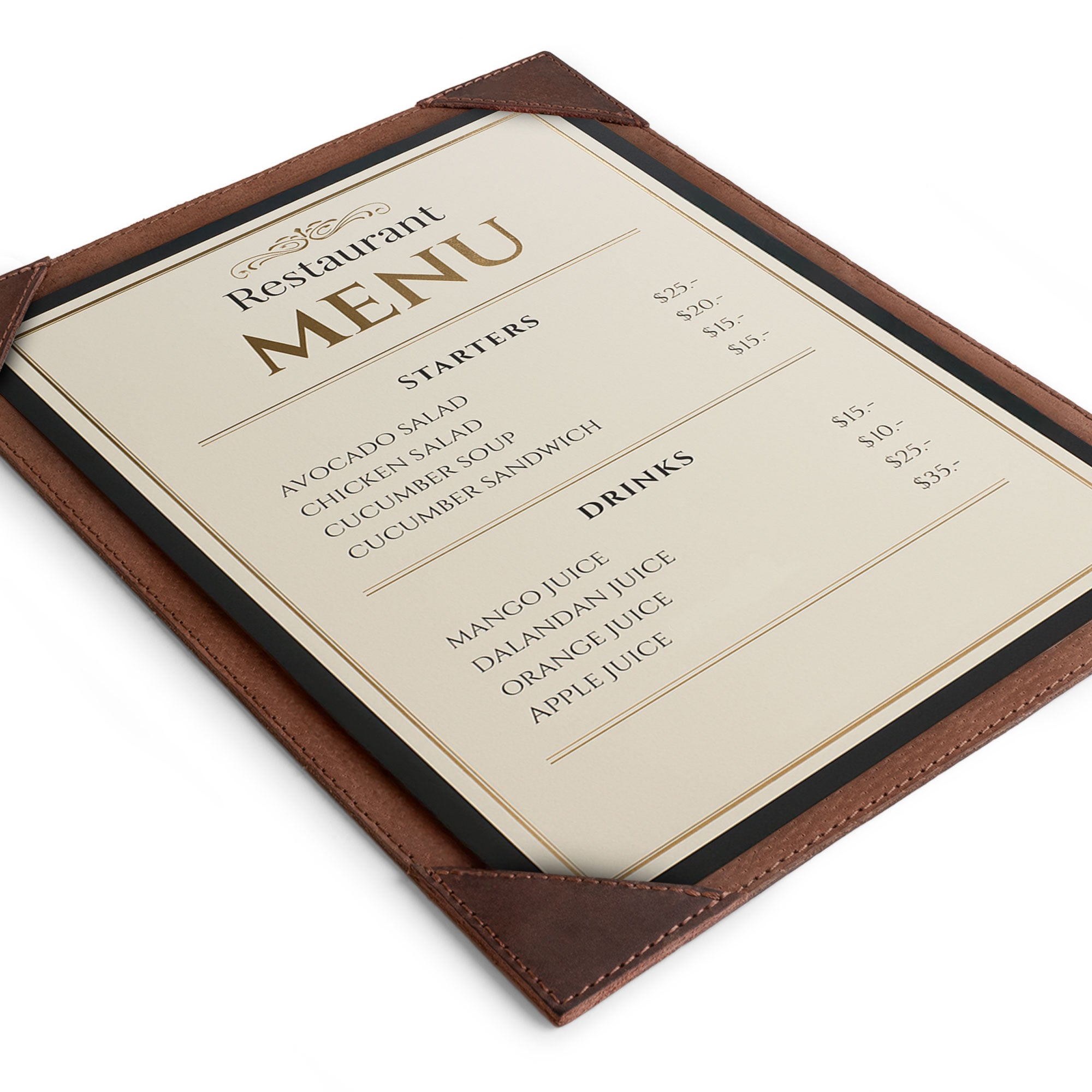 Menu Cover - Stockyard X 'The Leather Store'