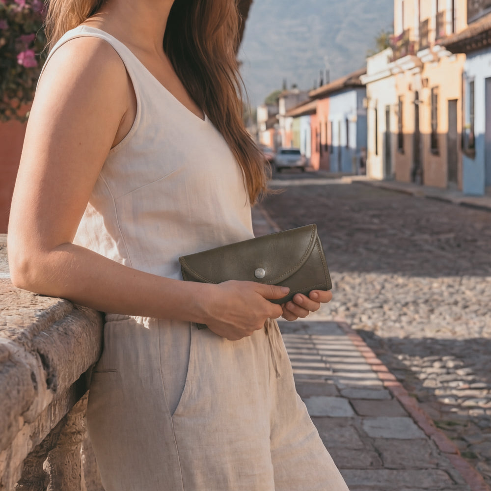 Single Snap Zippered Wallet