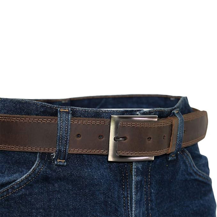 Two Row Stitch Thick Leather Belt