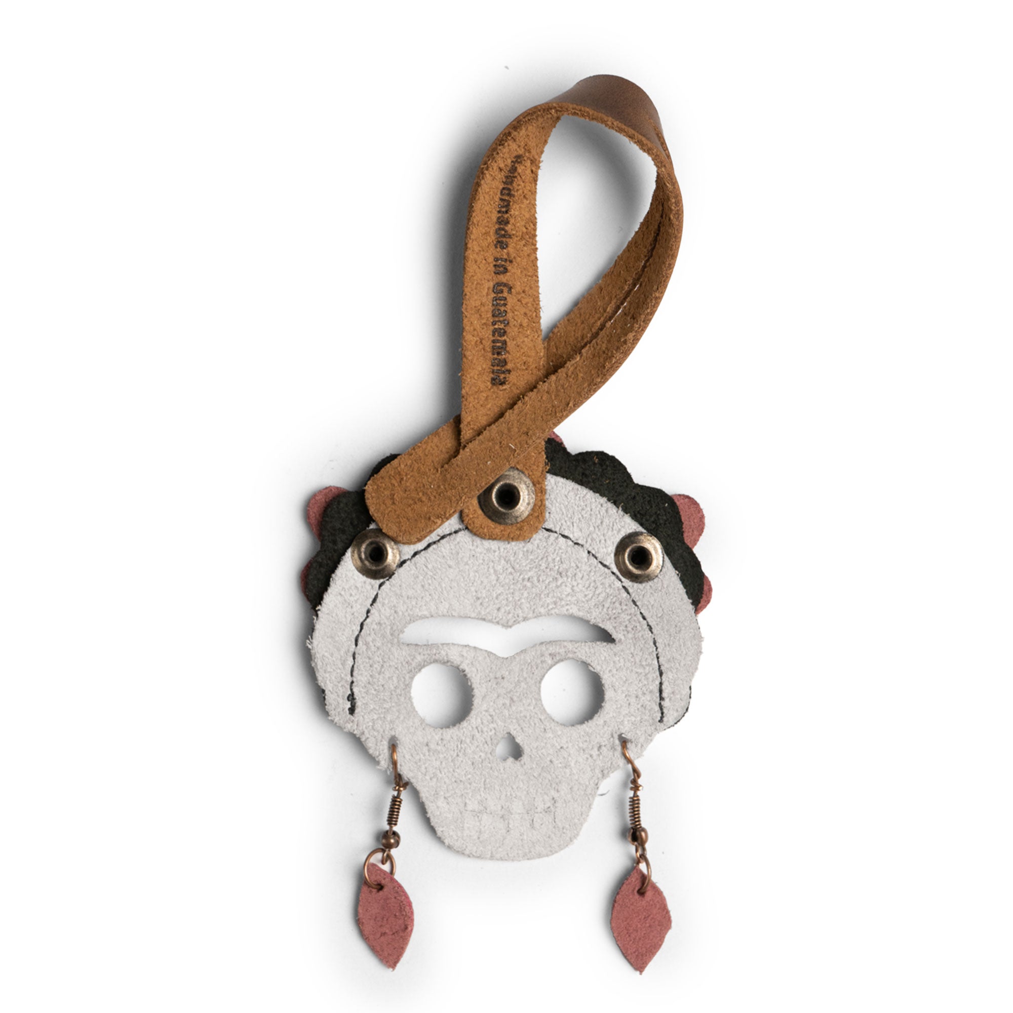 Hide & Drink Bag Charms displaying a delightful strawberry design, perfect charm for handbags. Ideal as a purse charm for tote & backpacks crafted from premium full grain leather, showcasing StockyardX's small batch production ethos. Each piece features hand cut and hand sewn craftsmanship with fire branding, handmade in La Antigua Guatemala & Oaxaca Mexico.