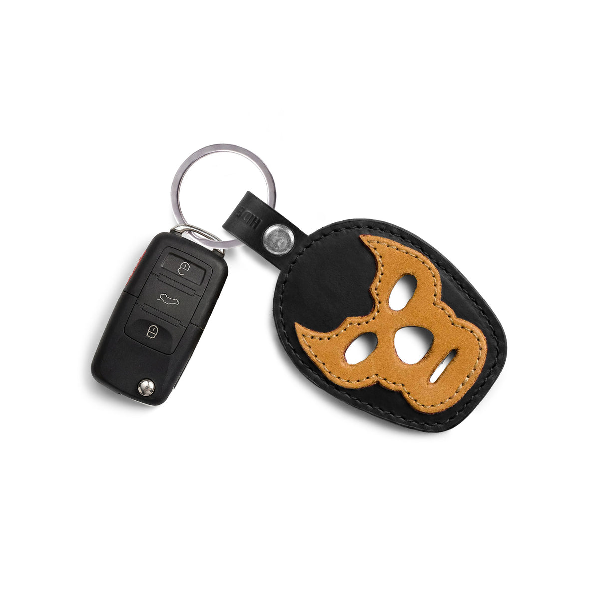 Luchador Mask Leather Keychain
