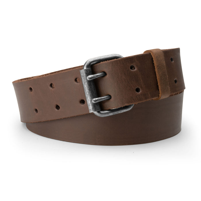 Rustic Leather Belt / Rustic Double Prong Buckle, 1.5" Wide