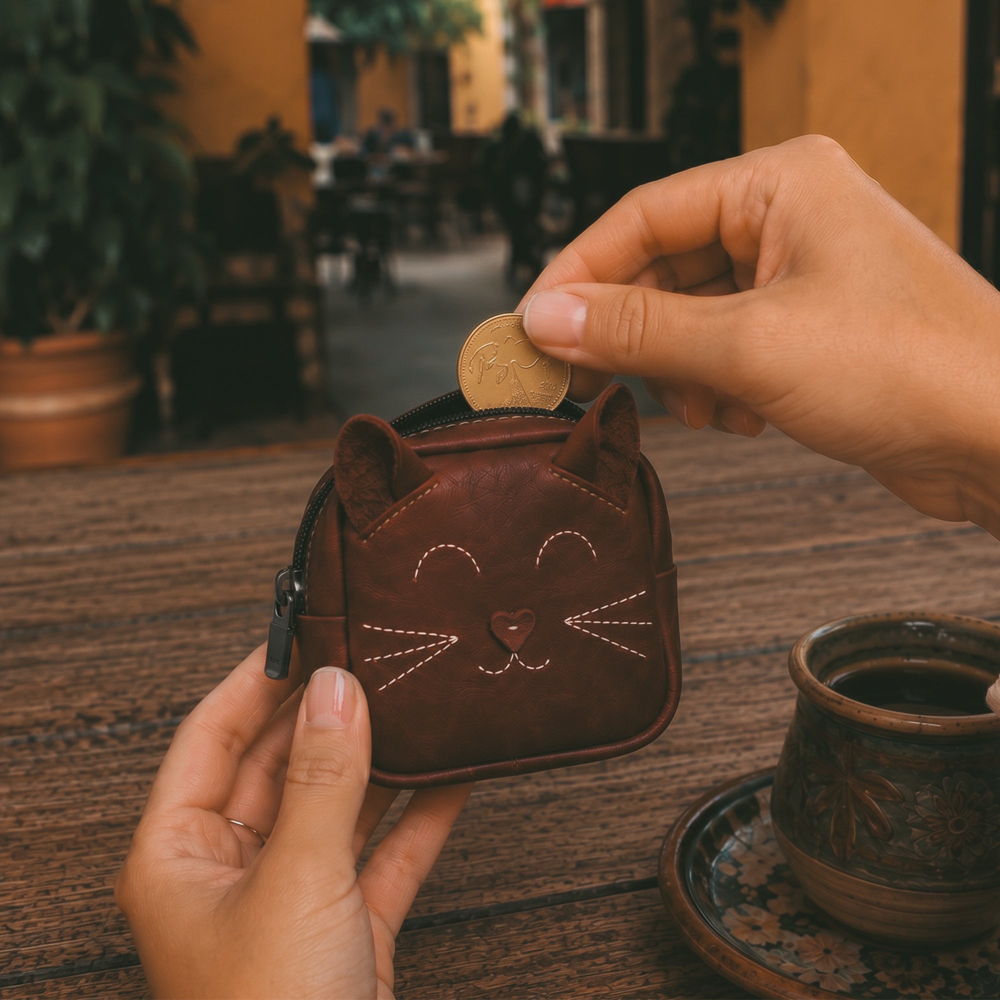 Cat-Shaped Mini Backpack Pouch