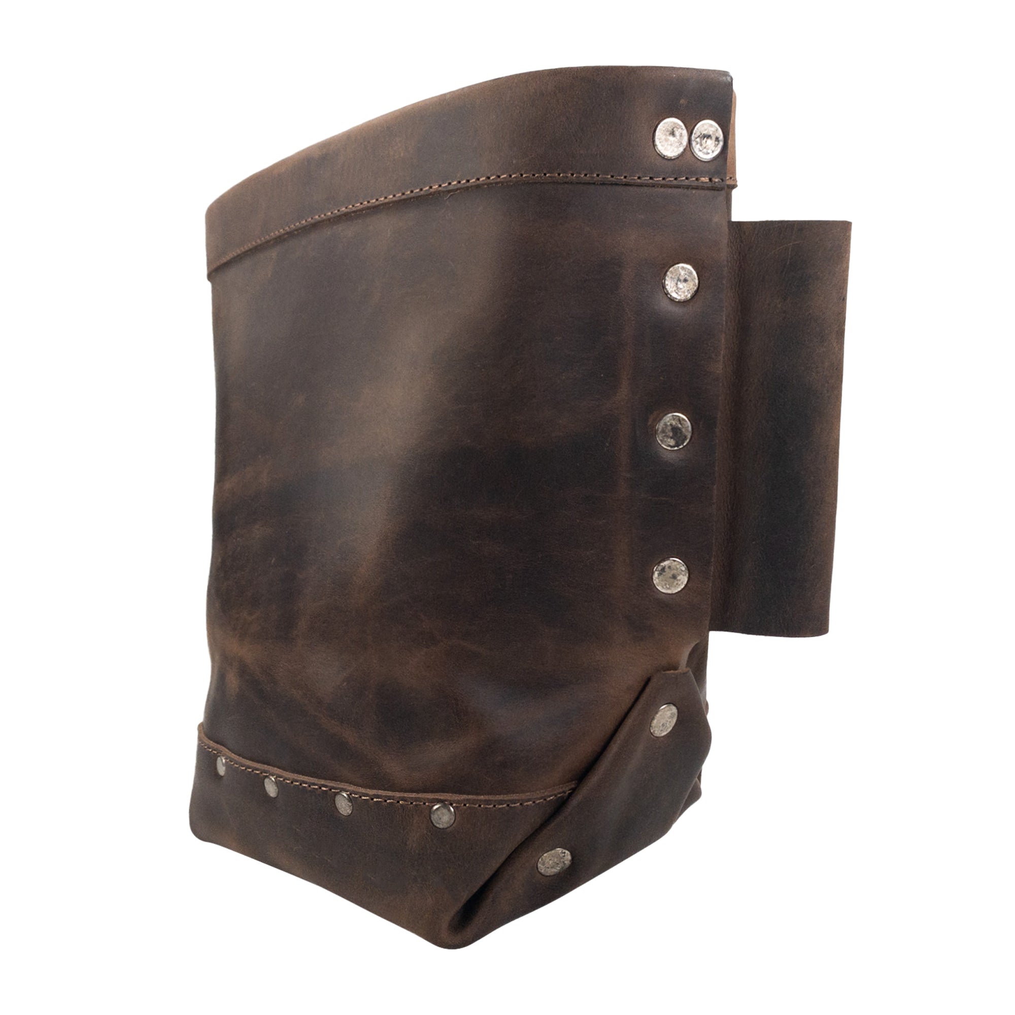 Hide & Drink Electrician Tool Pouch side view, showcasing fine stitching and heavy duty design for reliable organization. This classic holder fits seamlessly into any work essentials toolkit, combining function and style. The pouch is handcrafted from full grain leather through small batch production, fire branded, and artisan-made in La Antigua Guatemala & Oaxaca Mexico.