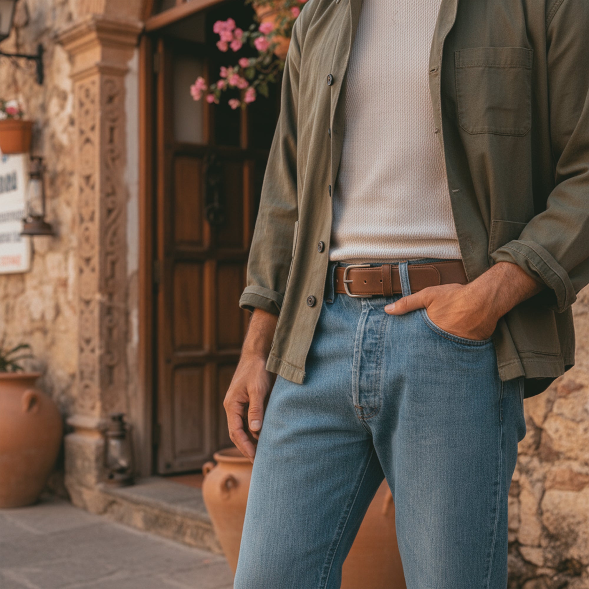Leather Belt with Glove Liner