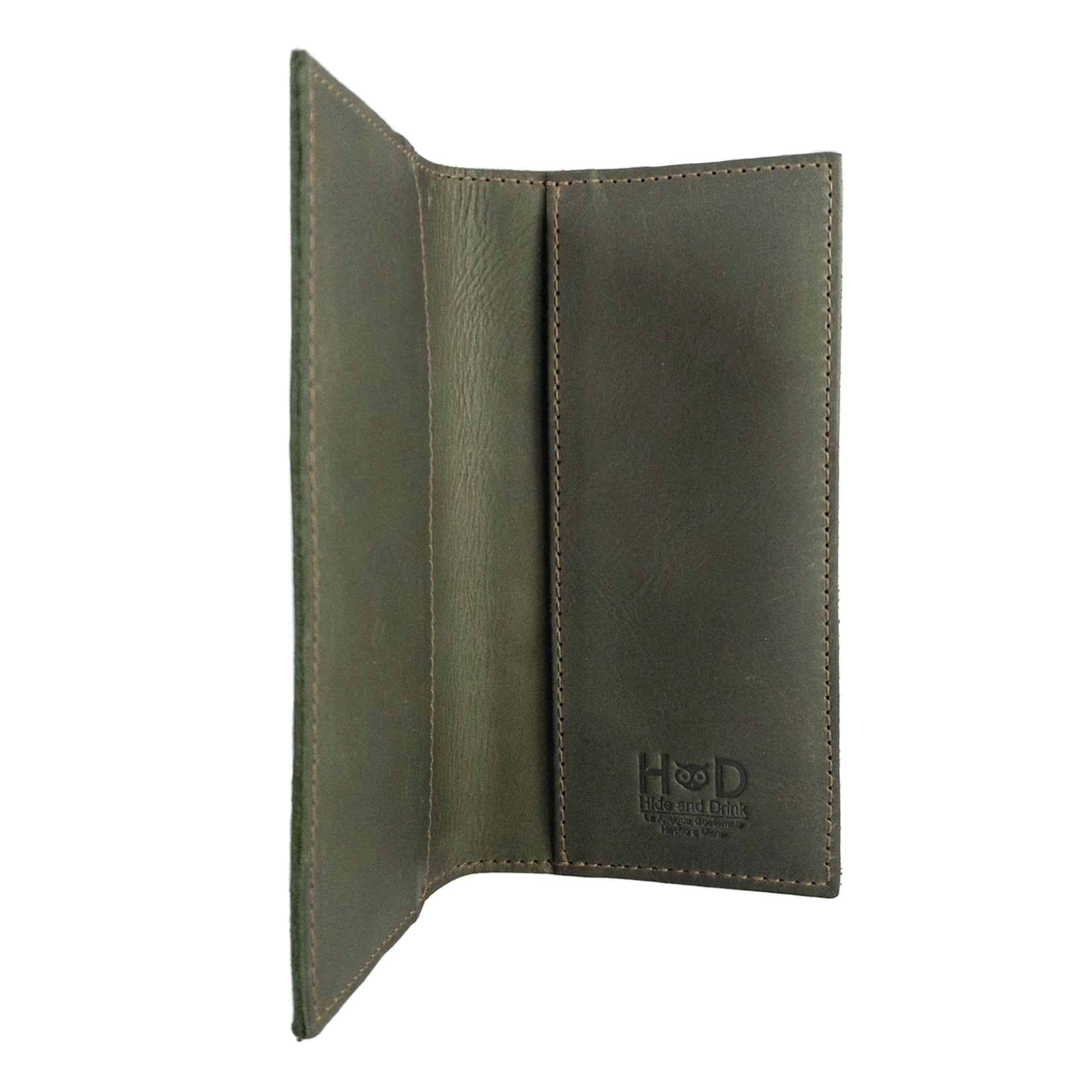 Checkbook Leather Cover by Hide & Drink in a unique color design, serving as a minimalist organizer for standard checkbooks. This artisan piece, crafted from full grain leather, highlights the artistry involved in small batch production, handmade in La Antigua Guatemala and Oaxaca Mexico.