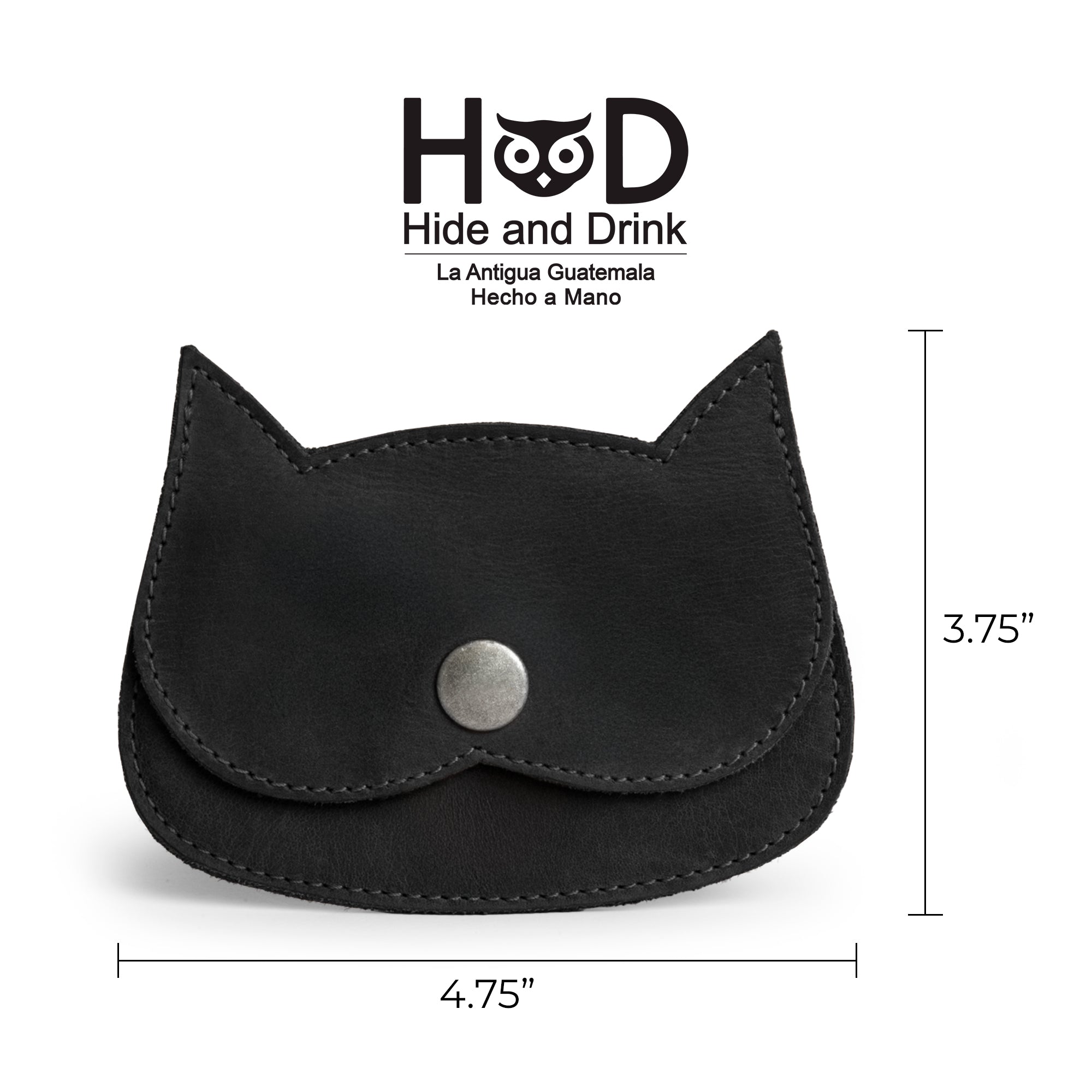 Hide & Drink Leather Cat Wallet with a unique design. This Full Grain Leather Cat-Shaped Wallet is great for storing coins and cash, genuinely handcrafted by artisans in La Antigua Guatemala & Oaxaca Mexico.