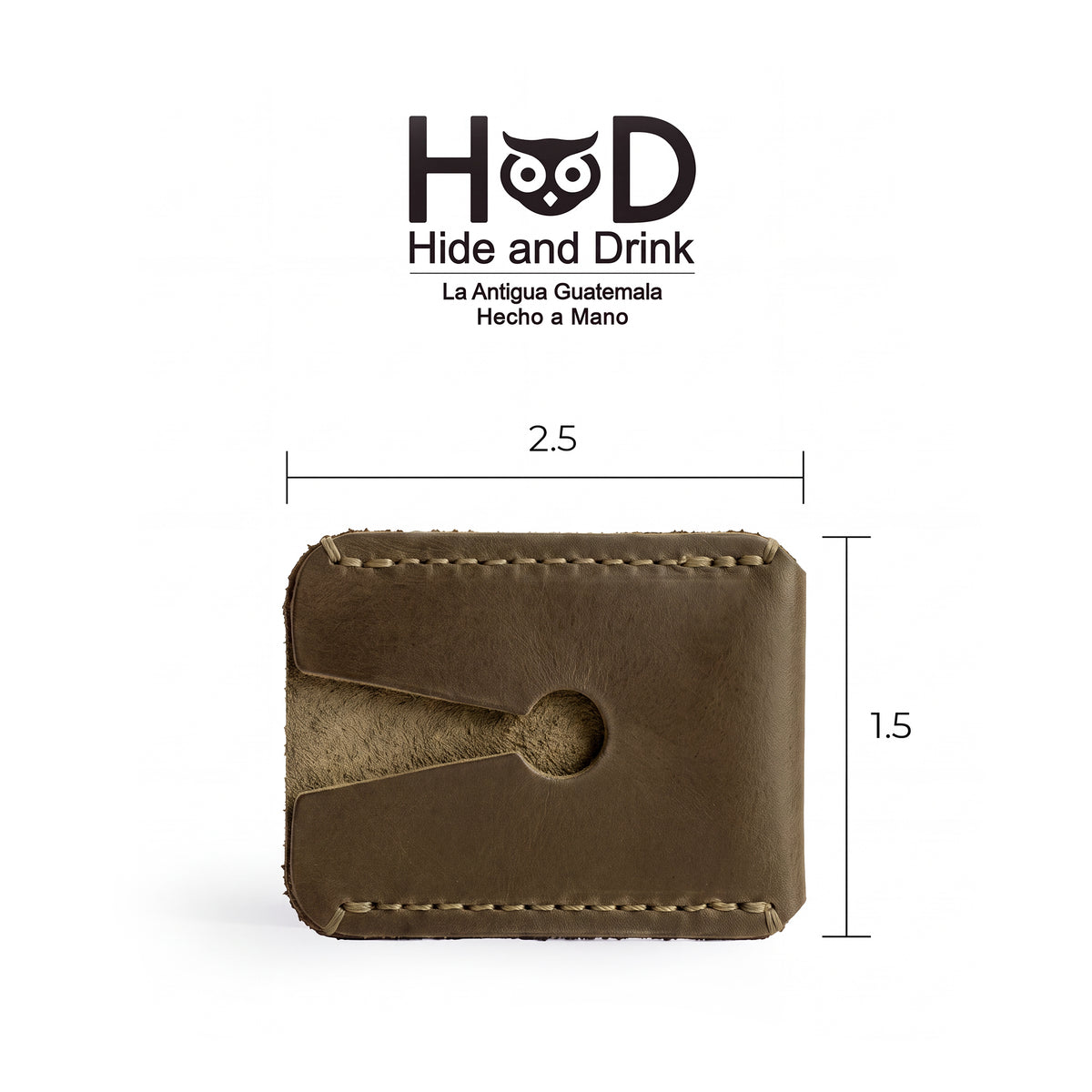 Close-up dimensions of Razor Head Cover by Hide & Drink highlighting its compact design, ideal for double edge safety razors; a reflection of artisanal craftsmanship and full grain leather quality, perfect for protective travel shaving.