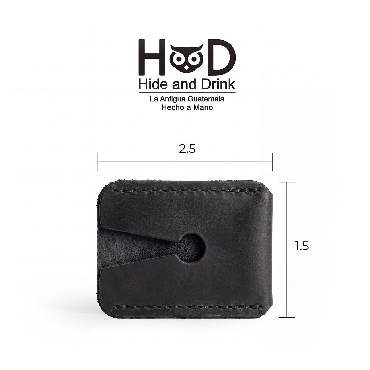 Razor Head Cover by Hide & Drink, measuring 2.50" by 2". This full grain leather protective sheath is perfect for safeguarding your double edge safety razor, demonstrating small batch production and artisanal quality handmade in La Antigua Guatemala & Oaxaca Mexico.