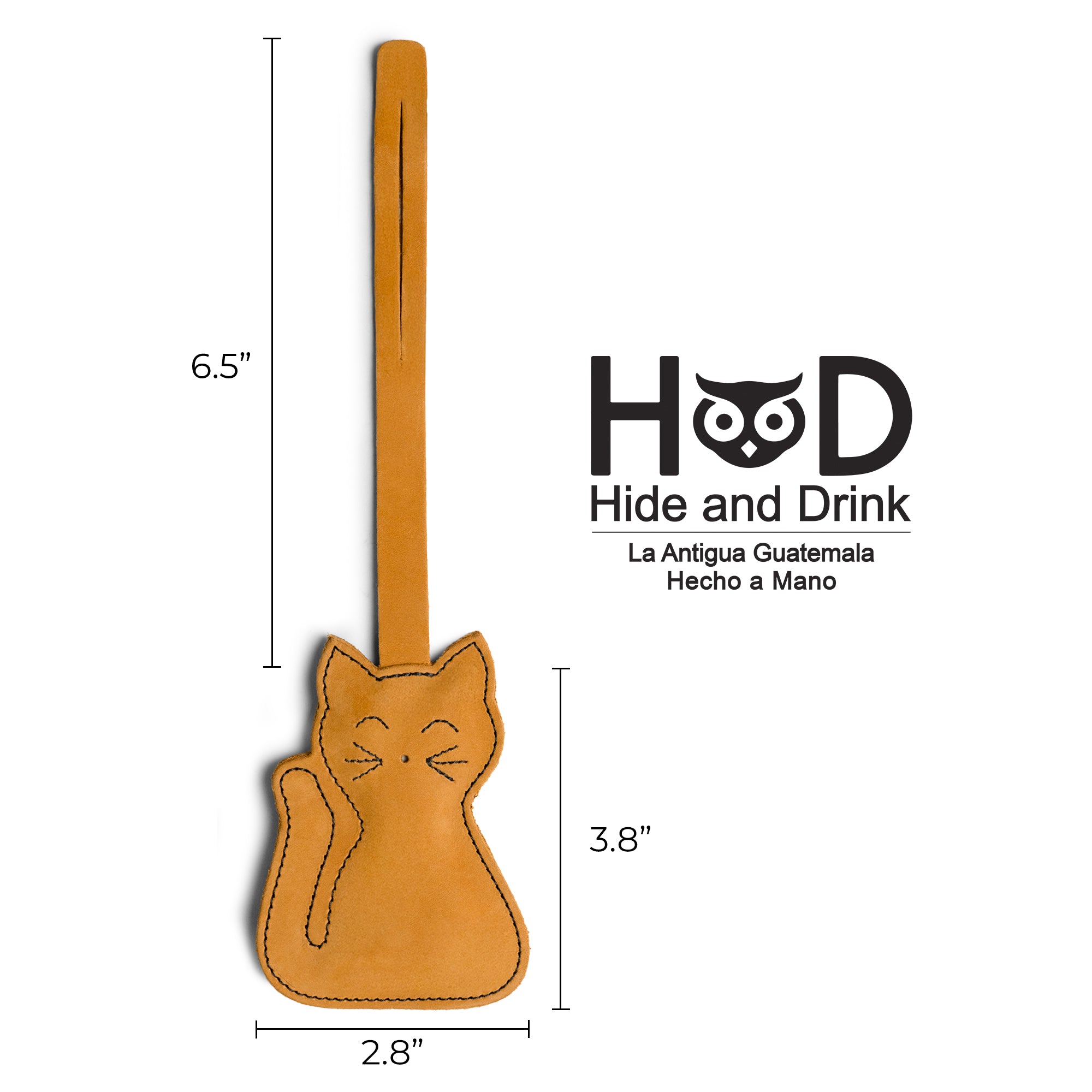 Hide & Drink Bag Charms illustrating dimensions for an adorable nose design. This charm for handbags serves as a purse charm for tote & backpacks made from high-quality full grain leather. Reflecting StockyardX's small batch production ethos, each piece showcases hand cut, hand sewn craftsmanship and fire branding, handmade in La Antigua Guatemala & Oaxaca Mexico.