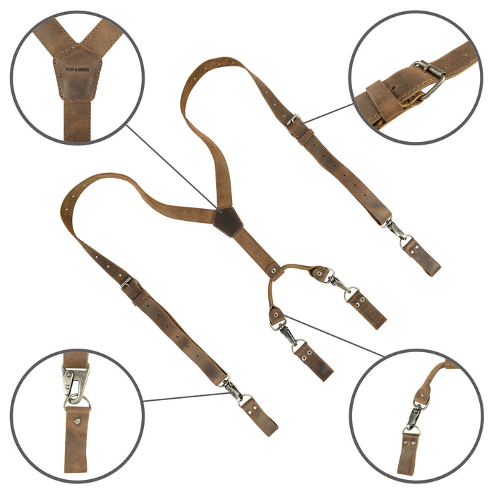 Rustic Suspenders for Groomsmen - Stockyard X 'The Leather Store'