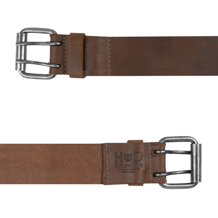 Rustic Leather Belt / Rustic Double Prong Buckle, 1.5" Wide