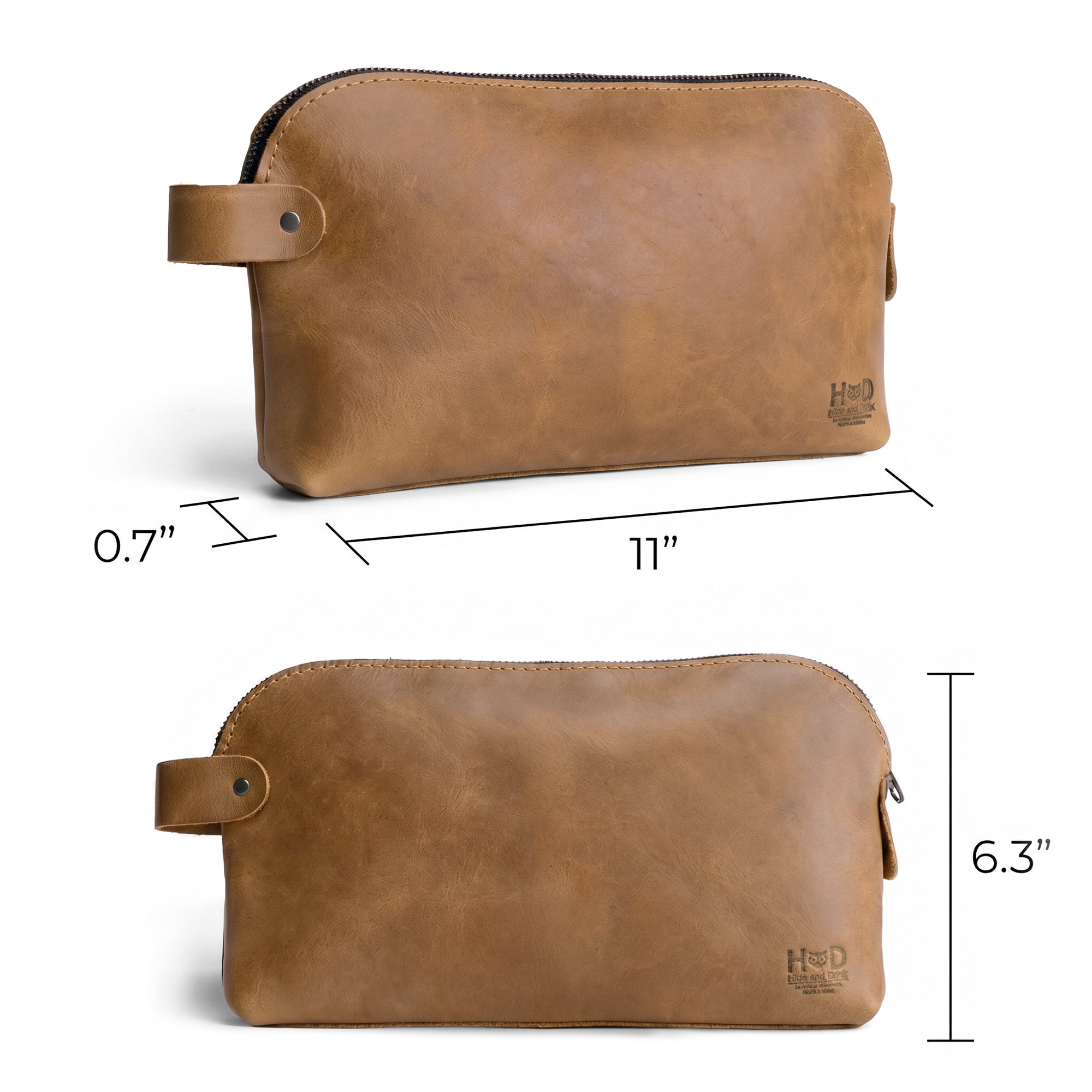 Dopp Kit Utility Bag by Hide & Drink illustrated alongside daily essentials. This large rustic all-purpose Dopp Kit Utility Bag for cords & chargers is handcrafted from full grain leather, ensuring quality through artisan methods including small batch production, handmade in La Antigua Guatemala & Oaxaca Mexico.