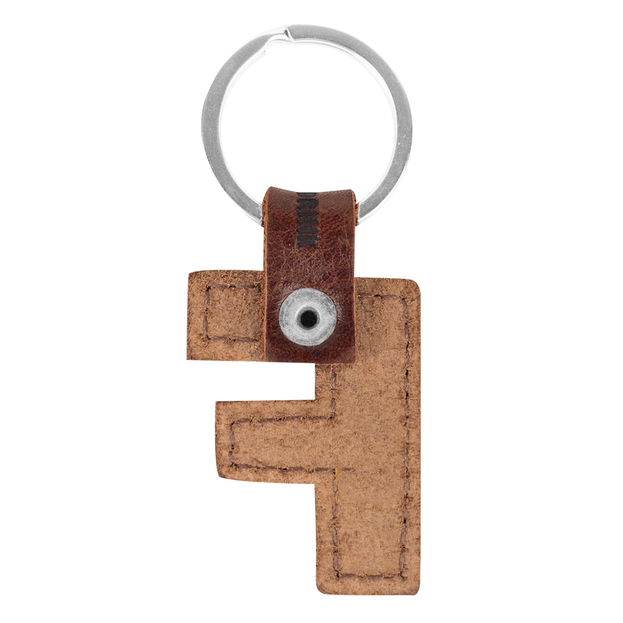 Artisan-made 'G' thick leather Alphabet Letter Keychain by Hide & Drink, perfect for personalizing your keys. Crafted in La Antigua Guatemala for quality and durability.