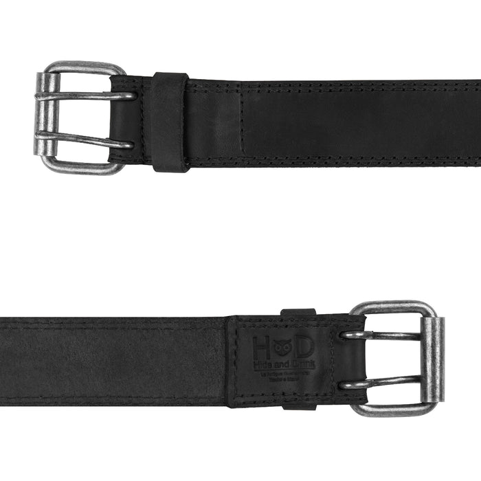 Two Row Stitch Double Prong Buckle Belt