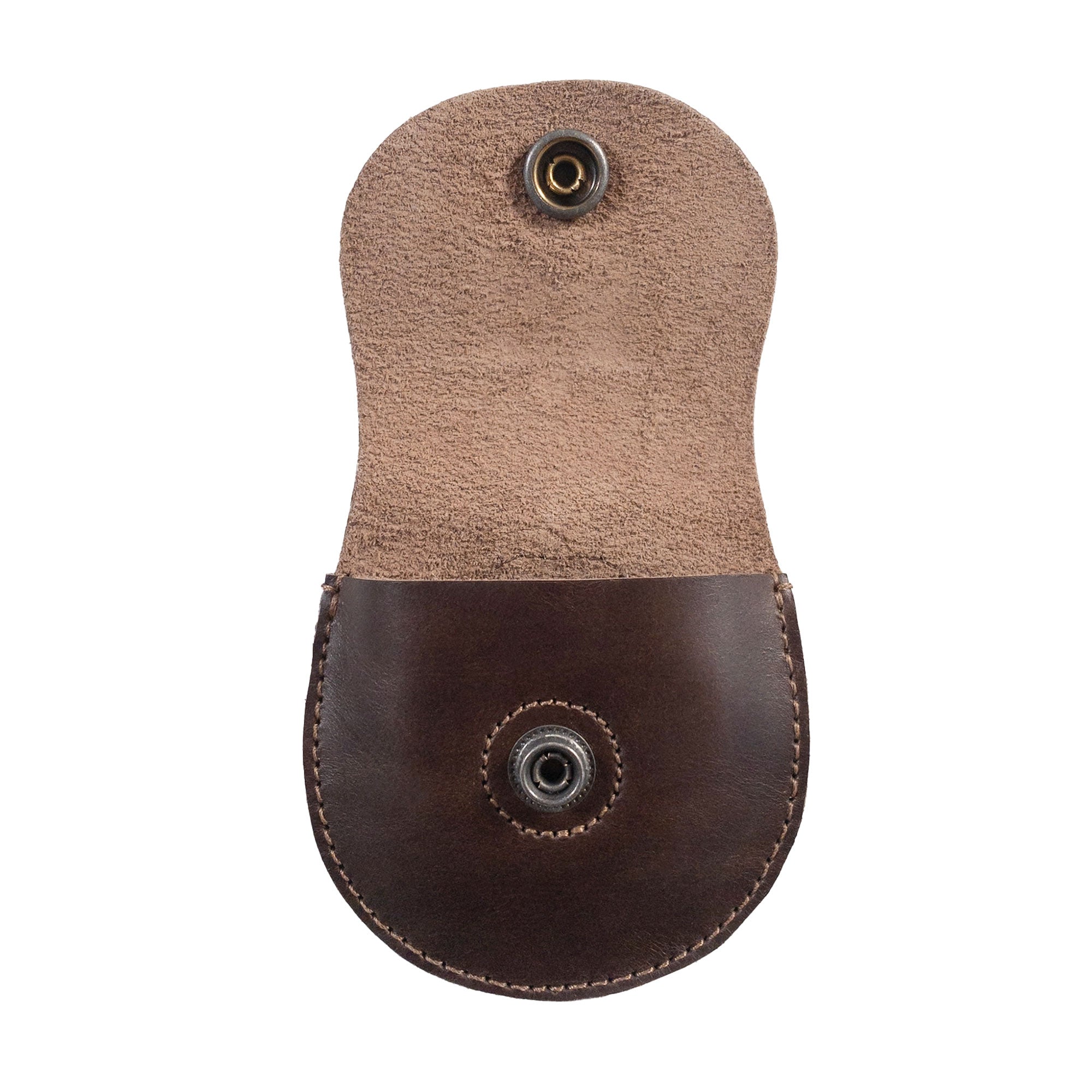 The interior view of the La Antigua Compass Case showcasing its classic pouch design and protective function. This carry case is made from soft full grain leather, showcasing small batch production and artisan skills from La Antigua Guatemala & Oaxaca Mexico, ideal for protecting outdoor accessories.