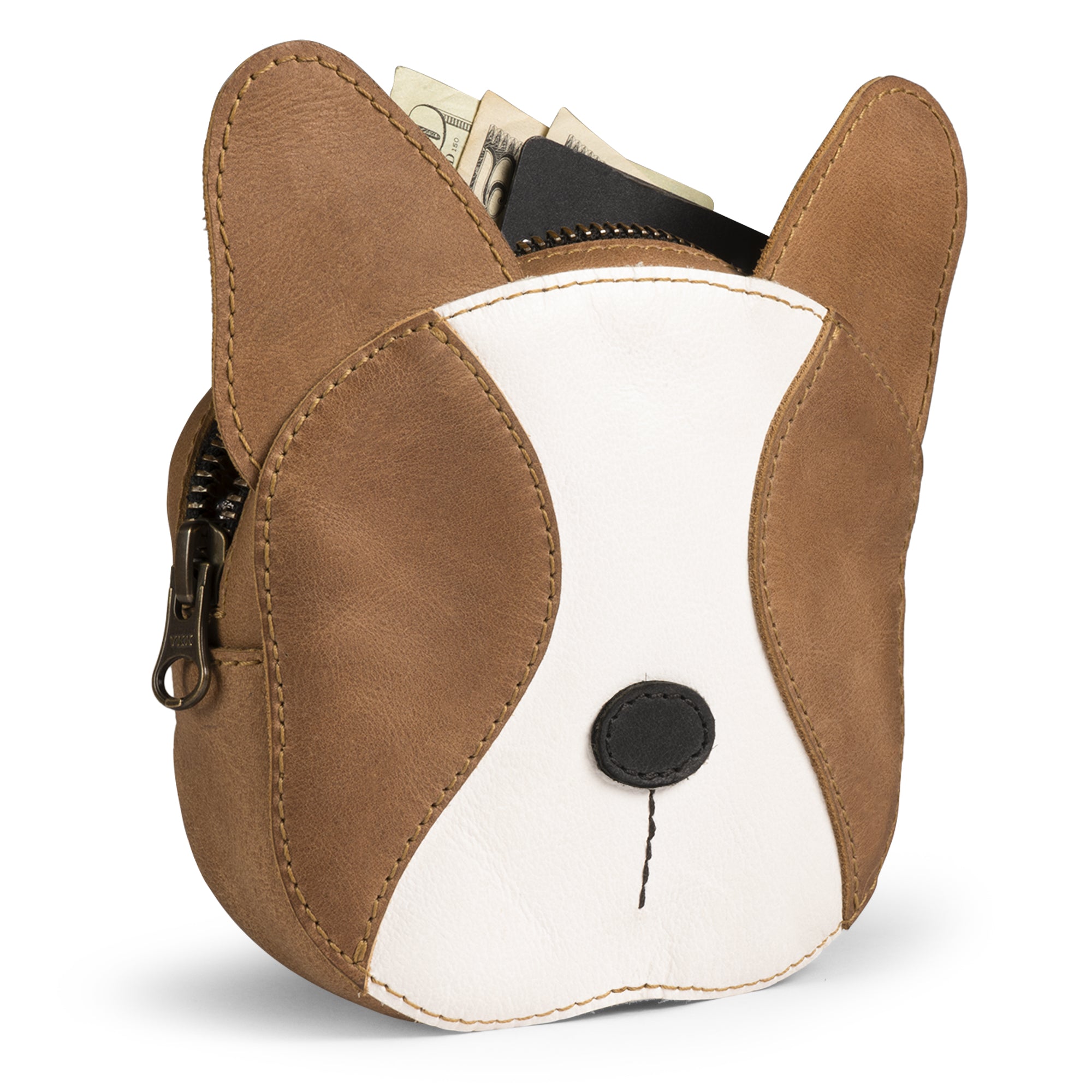 French Bulldog-Shaped Leather Wallet