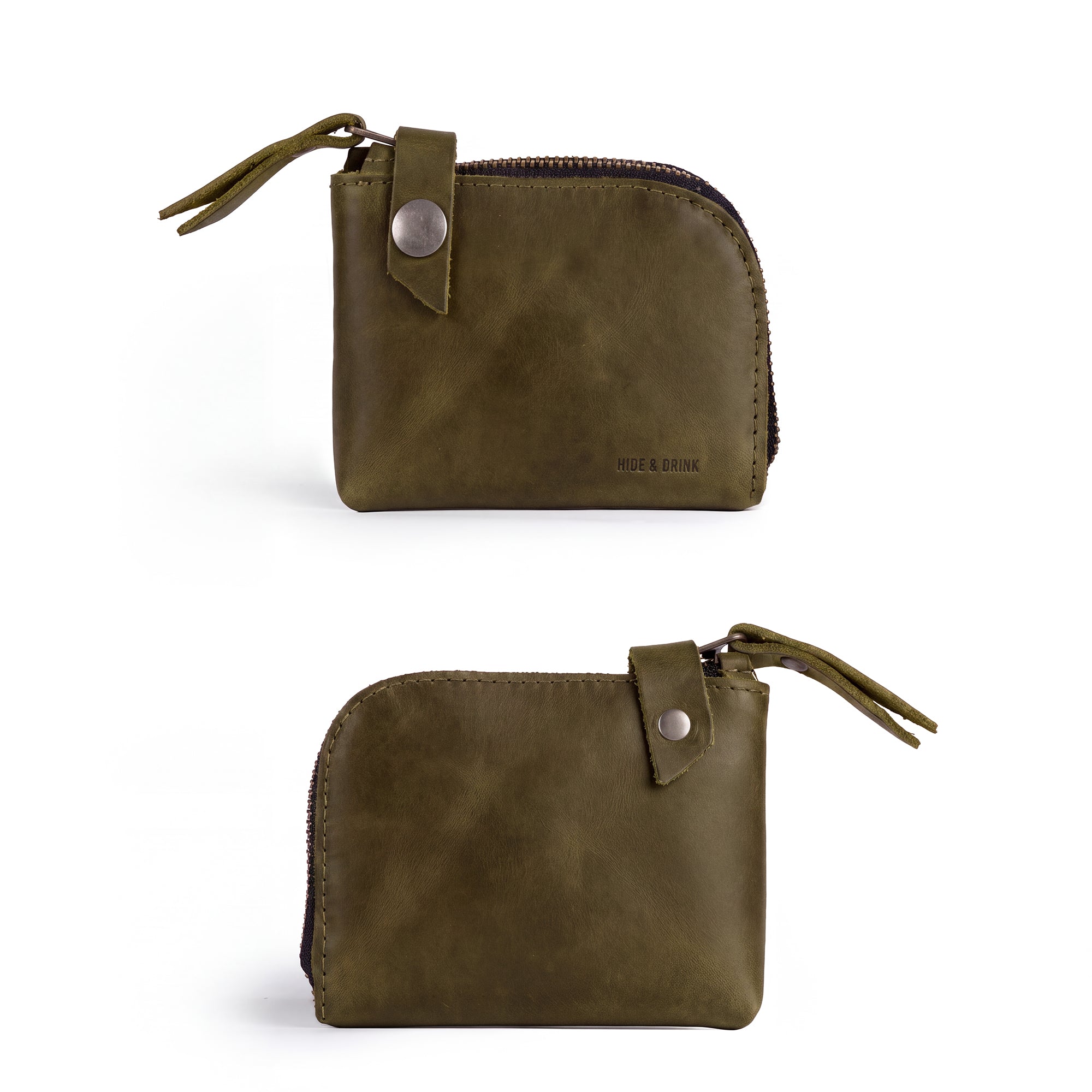 Lion's Mane Zippered Wallet by Hide & Drink, crafted with elegance and functionality, perfect for storing cash and cards securely while on the go.
