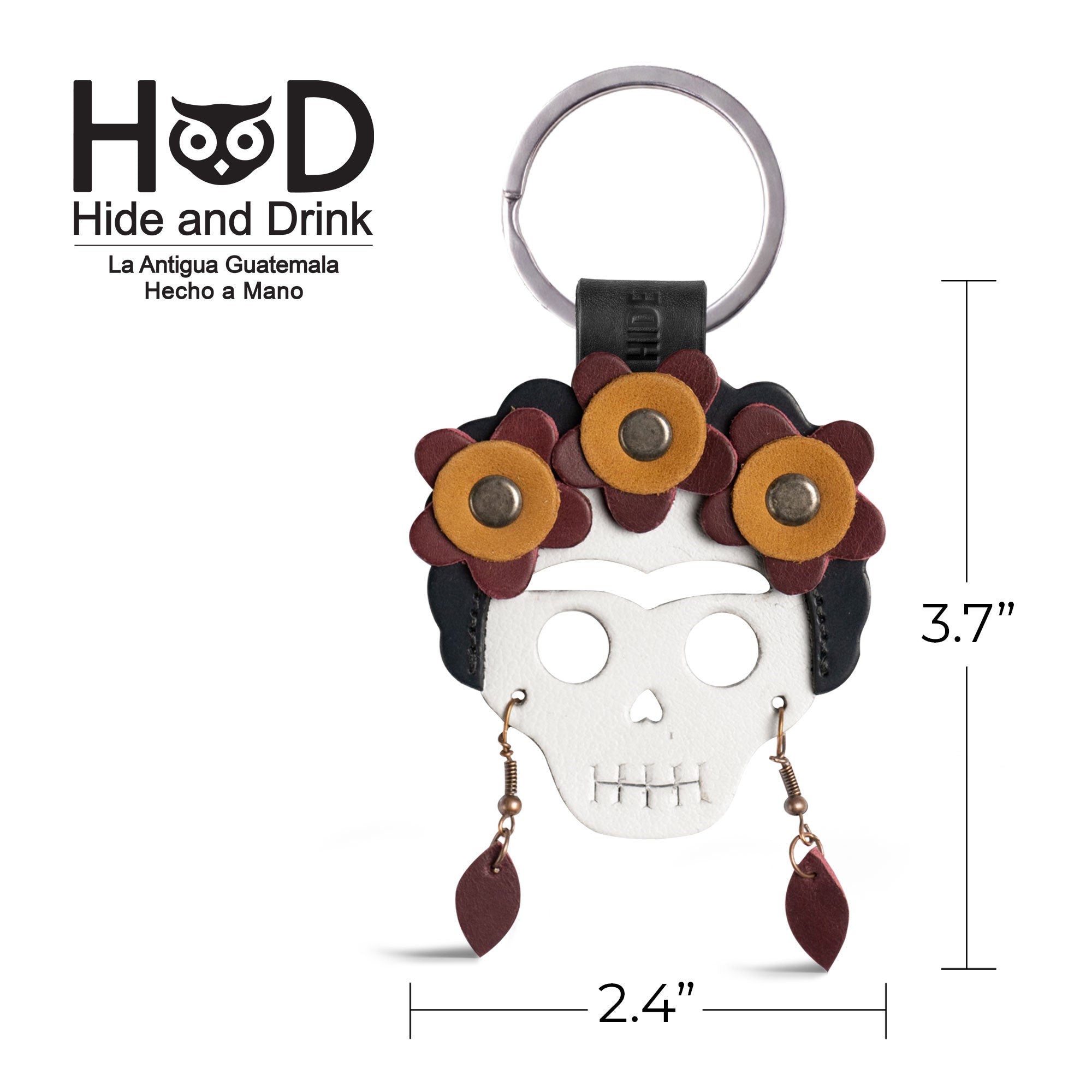 Lady Skull Leather Keychain