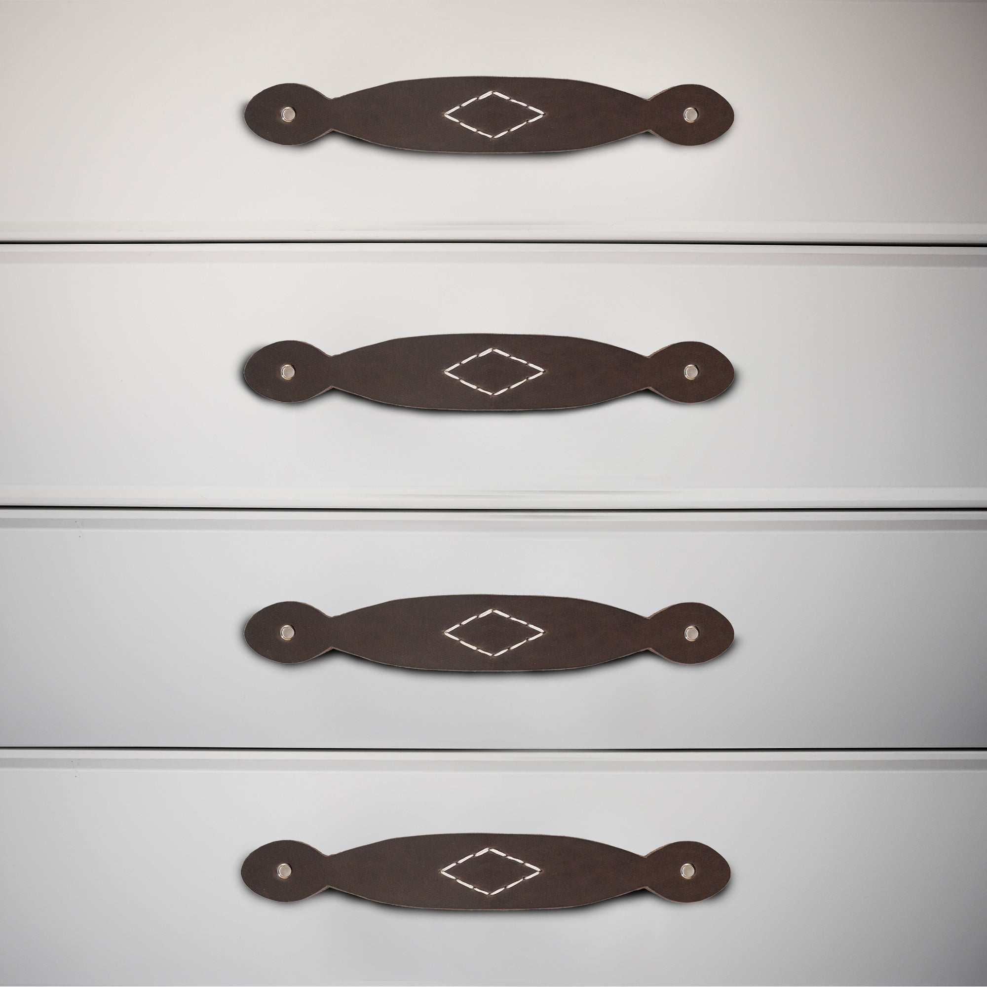 Drawer Handles (4 Pack) with Rhomboid Stitching - Stockyard X 'The Leather Store'