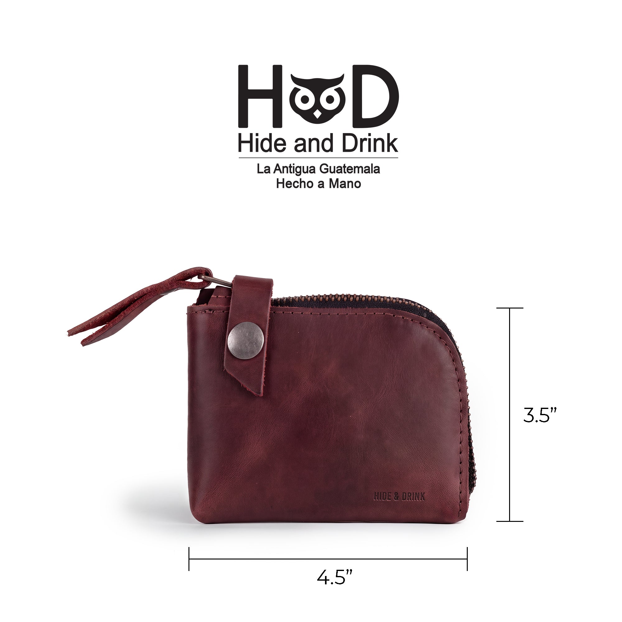 Lion's Mane Zippered Wallet by Hide & Drink, expertly crafted from full grain leather, a must-have for keeping cards, coins, and bills organized.