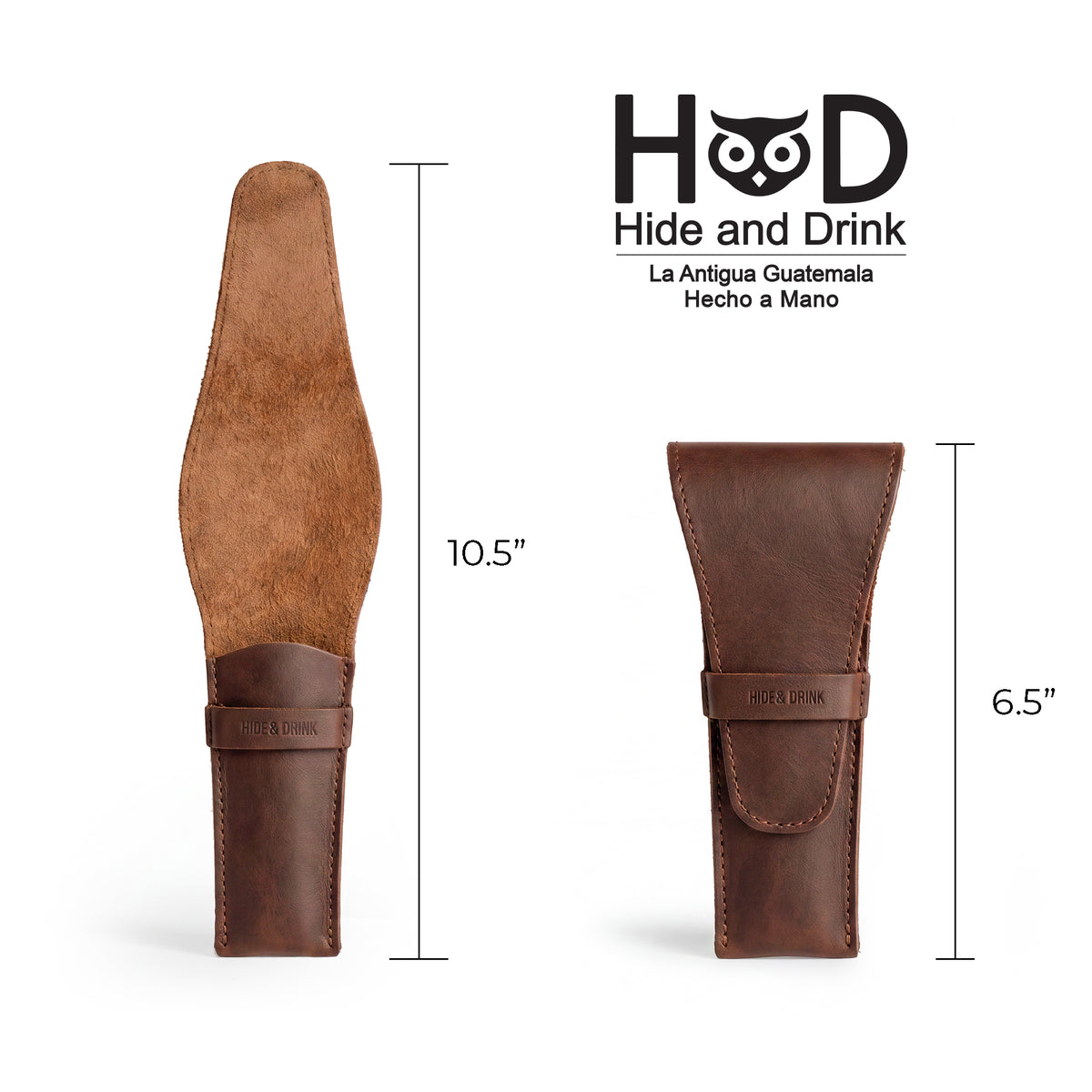 Detailed view of the Safety Razor Case by Hide & Drink, featuring leather in its natural state, showcasing the artisan quality of this handmade product. Ideal for protecting your shaving tools during travel.