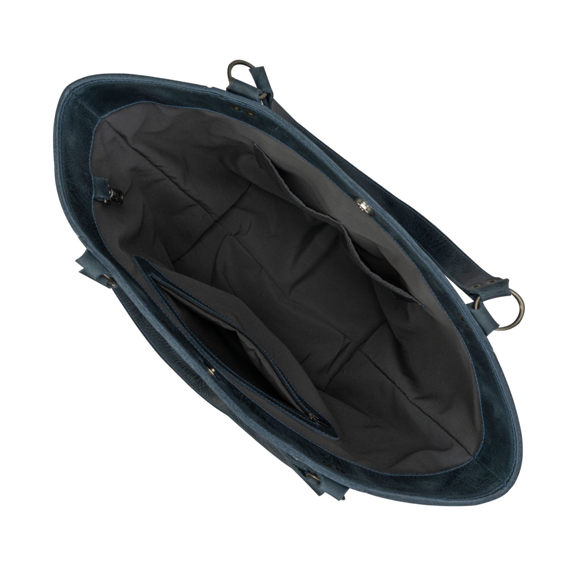 Front view of the Leather Formal Handbag by Hide & Drink, emphasizing its unique Full Grain Leather appearance. This stylish handbag is perfect as a Female Formal Handbag, Shoulder Bag, or Shopping Bag for girls. Handmade in La Antigua Guatemala & Oaxaca Mexico.