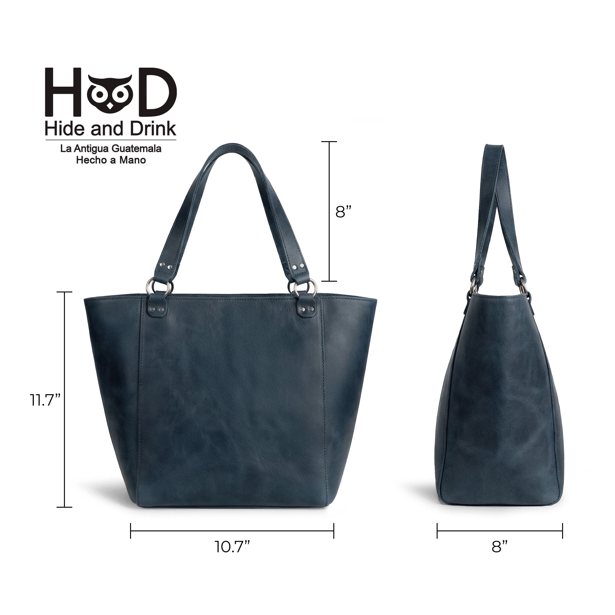 Image capturing the dimensions of the Leather Formal Handbag by Hide & Drink. This elegant Full Grain Leather bag is ideal as a Female Formal Handbag, Shoulder Bag, or Shopping Bag for girls. Handmade in La Antigua Guatemala & Oaxaca Mexico.
