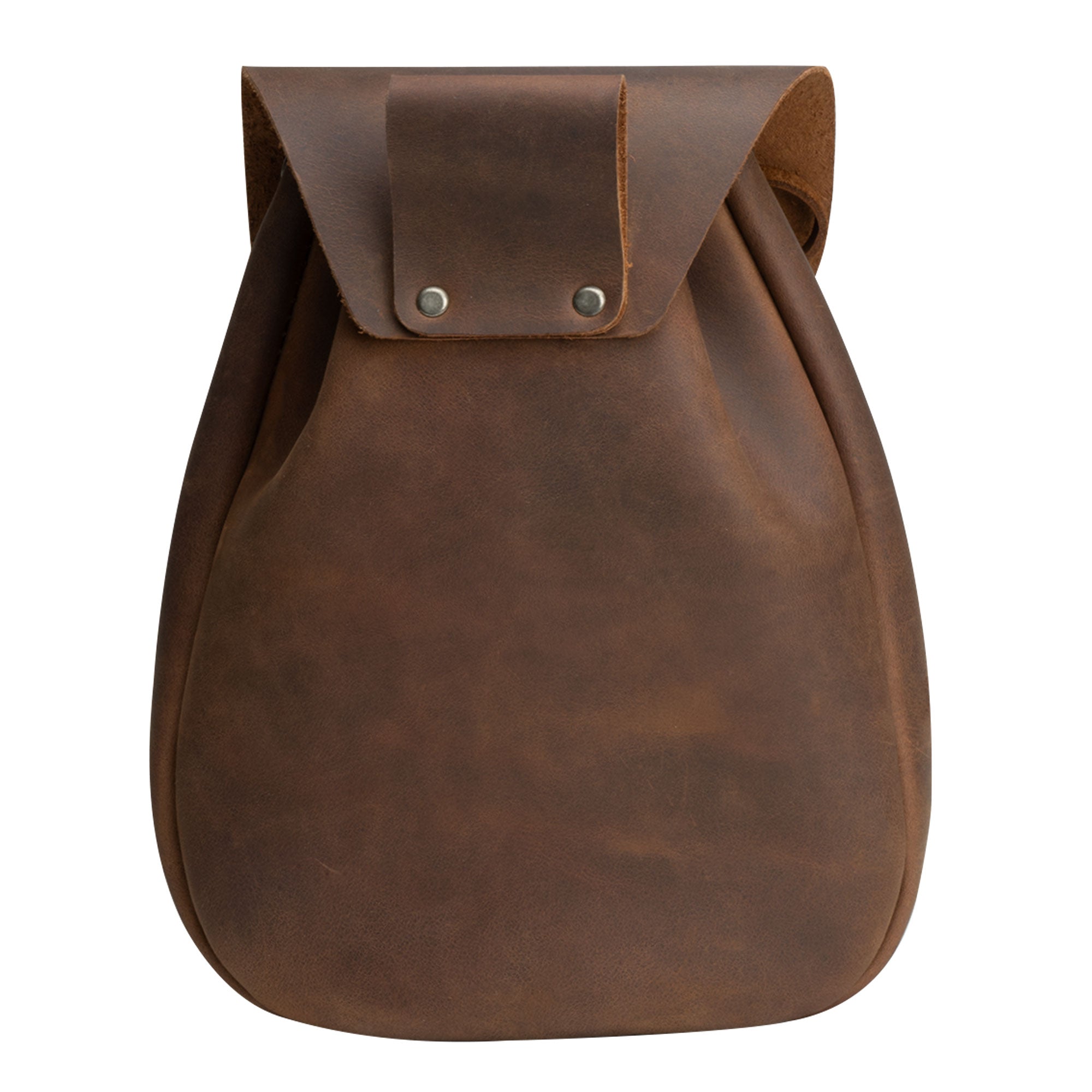 Back view of a Full Grain Leather Medieval Style Belt Bag by Valhalla Gear, emphasizing its environmental adaptability. Perfect as a Waist Bag or Camping Pouch for Essentials, this Artisan item is part of Small Batch Production, crafted with Hand Cut, Hand Sewn, and Fire Branded techniques, showcasing its Handmade origin in La Antigua Guatemala & Oaxaca Mexico.