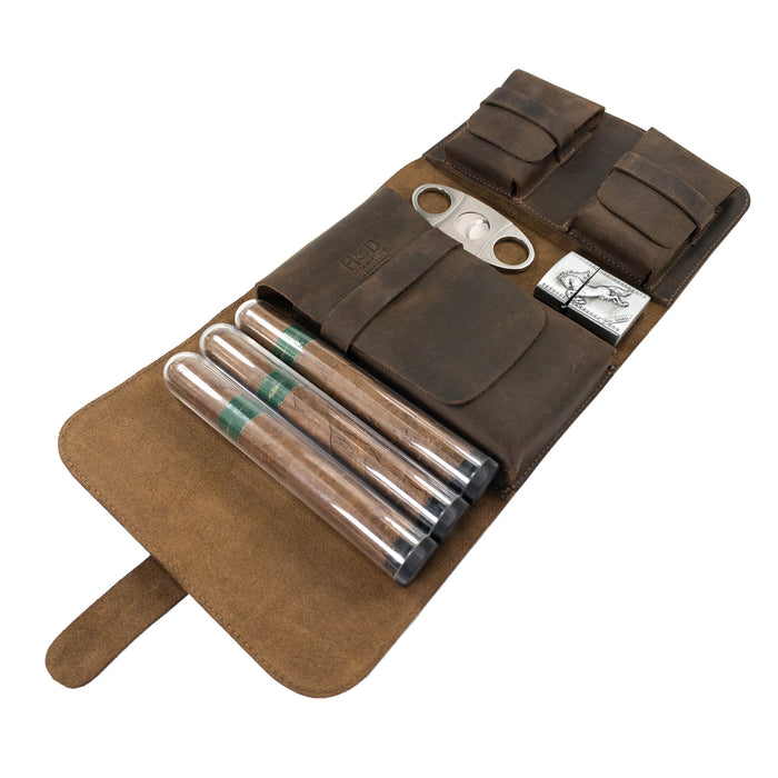 Triple Cigar Case - Stockyard X 'The Leather Store'