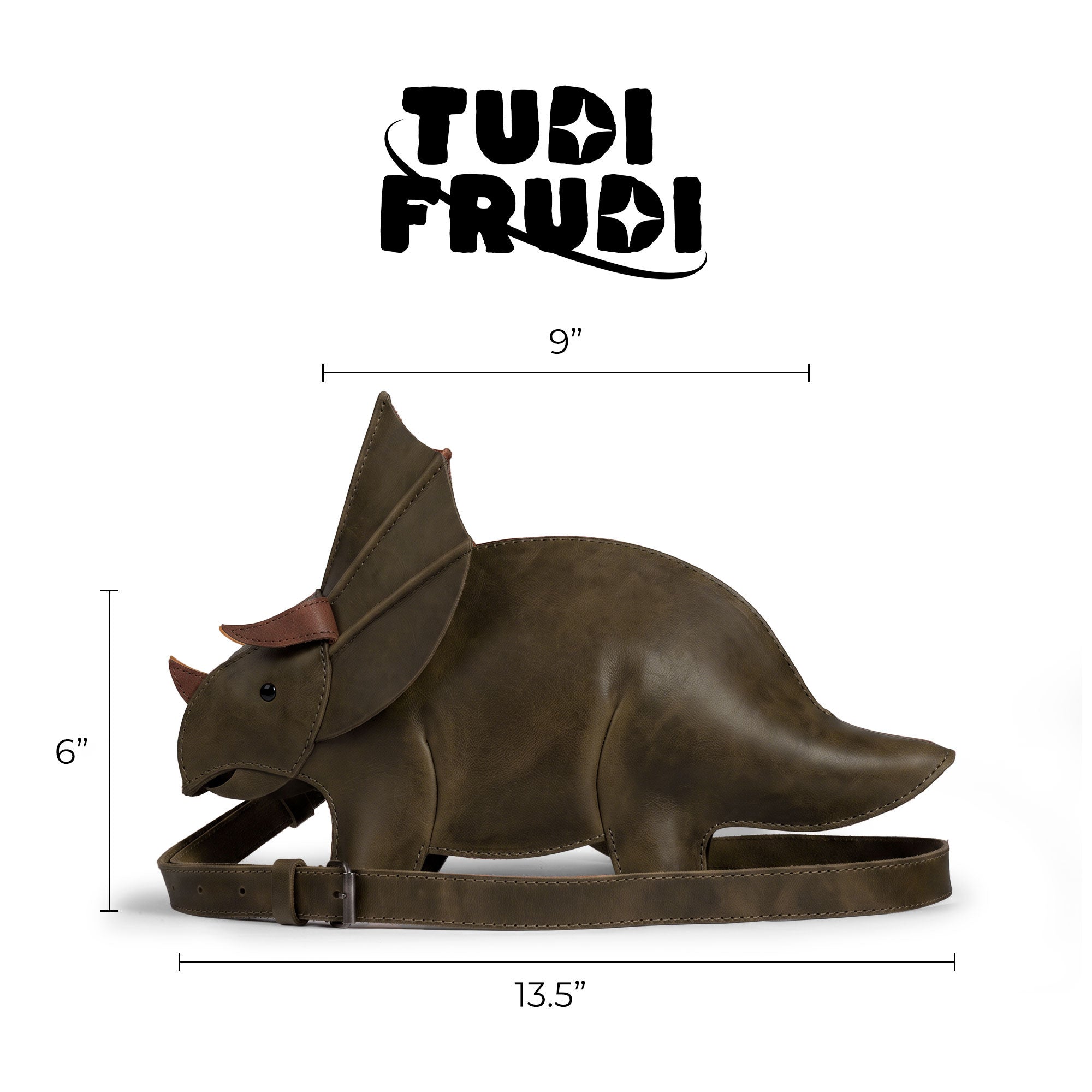 Leather Dinosaur Triceratops Crossbody Bag
