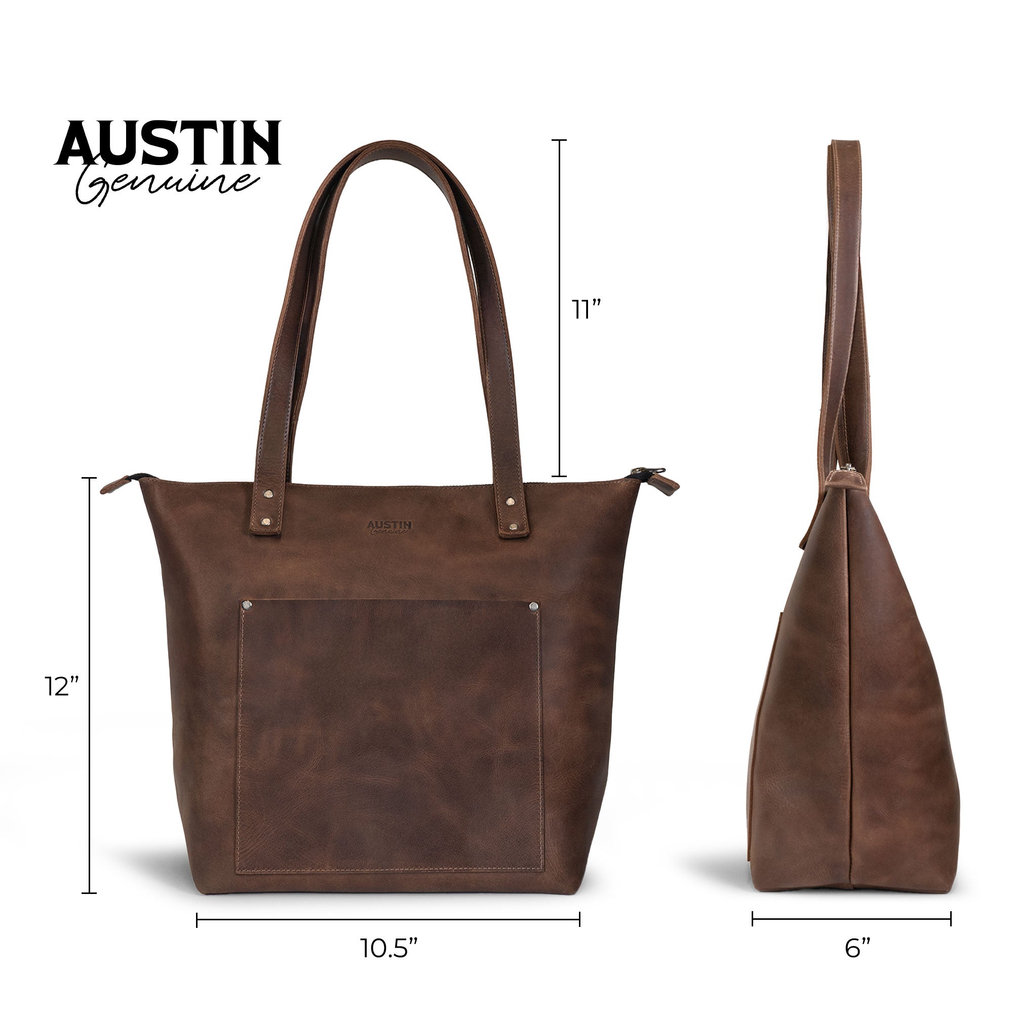 The Juniper Zippered Tote Bag – StockyardX, The Leather Store