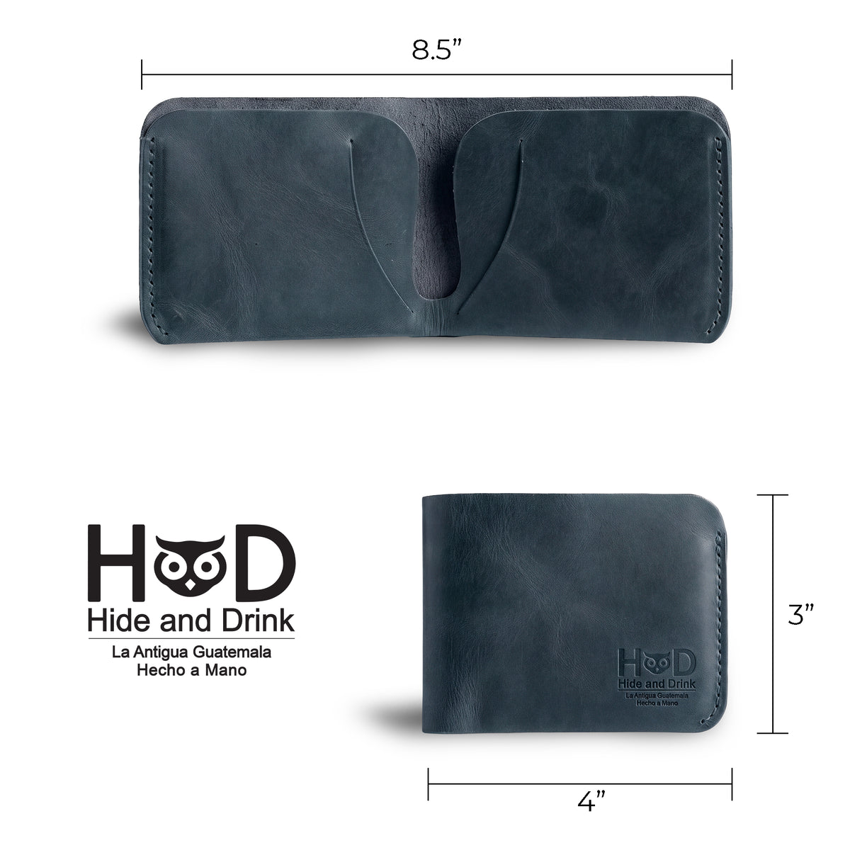 The Hide & Drink Minimal Wallet presented in deep green Full Grain Leather, illustrating its rustic appeal. This Classic Slimfold Wallet is a perfect Card Organizer Holder and Travel Accessory, crafted in Small Batch Production, featuring Hand Cut and Hand Sewn artistry by artisans in La Antigua Guatemala & Oaxaca Mexico.