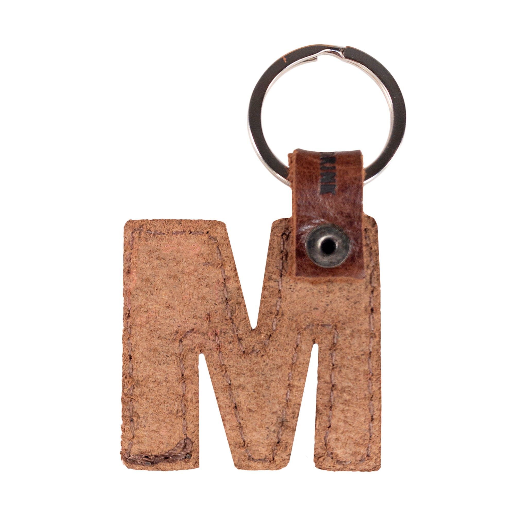 Unique 'W' thick leather Alphabet Letter Keychain from Hide & Drink, perfect for personalizing your keys. Handmade in La Antigua Guatemala with artisan care.