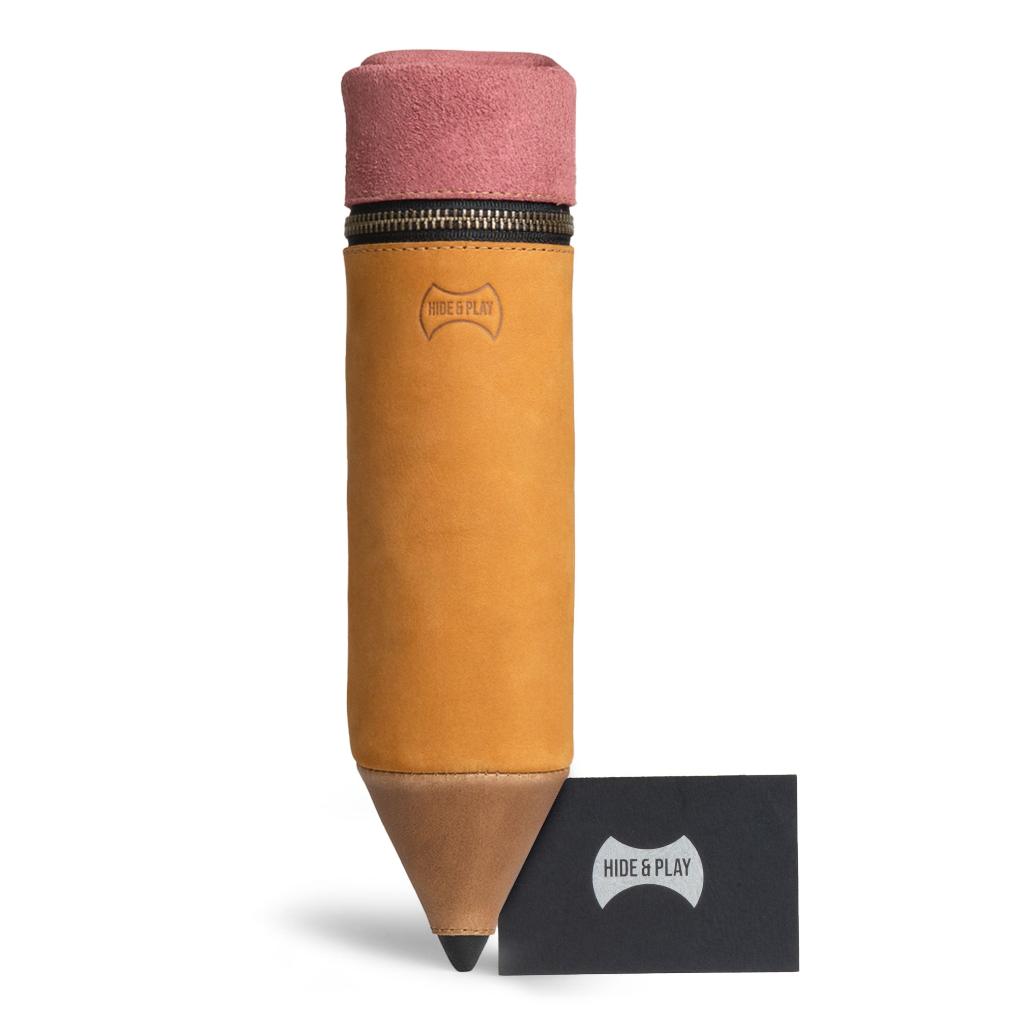 Explore the complete package with the Pencil-Shaped Case from Hide & Play, sleekly designed for pens and markers. This zippered bag in full grain leather highlights small batch production and artisan craftsmanship, handmade in La Antigua Guatemala & Oaxaca Mexico.