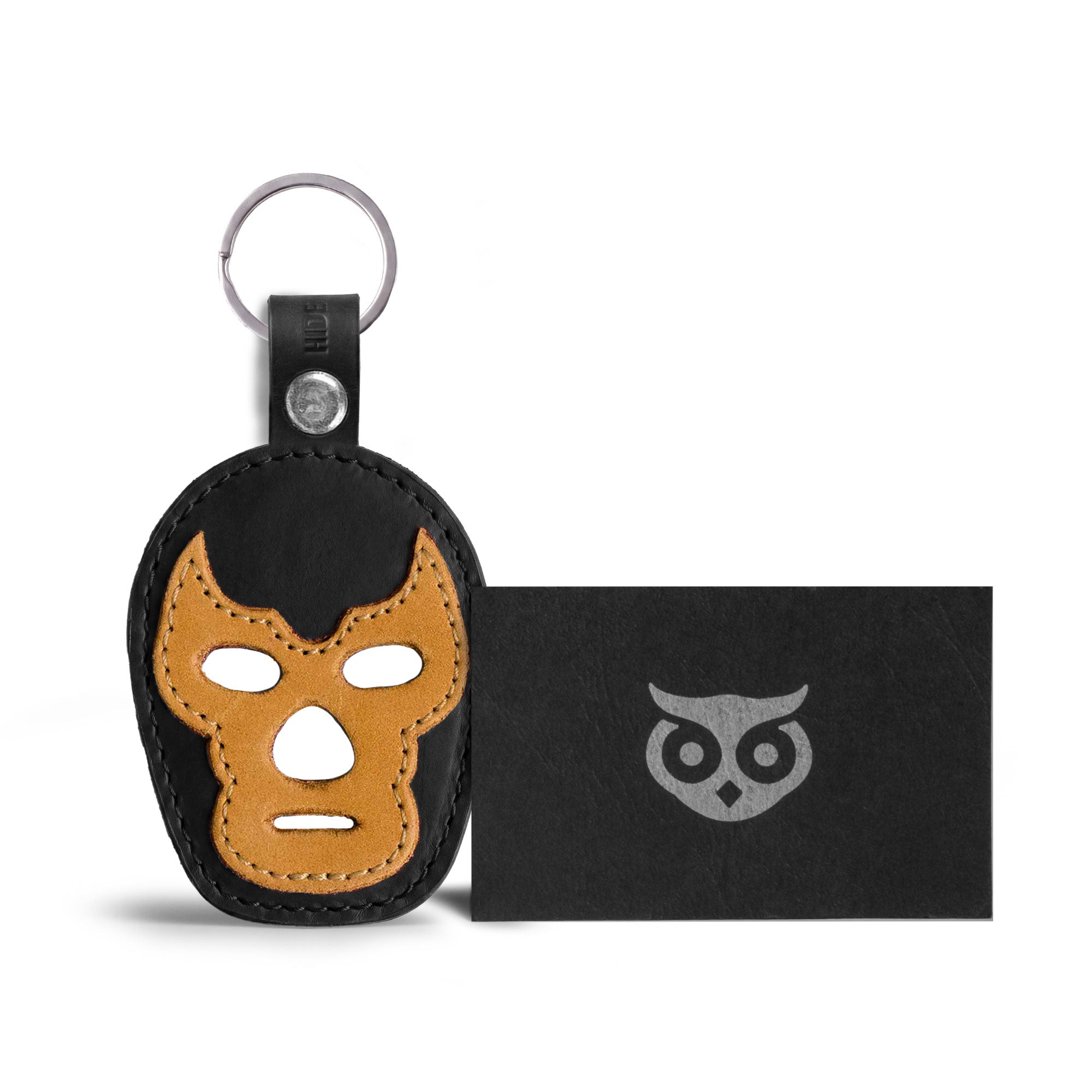 Luchador Mask Leather Keychain