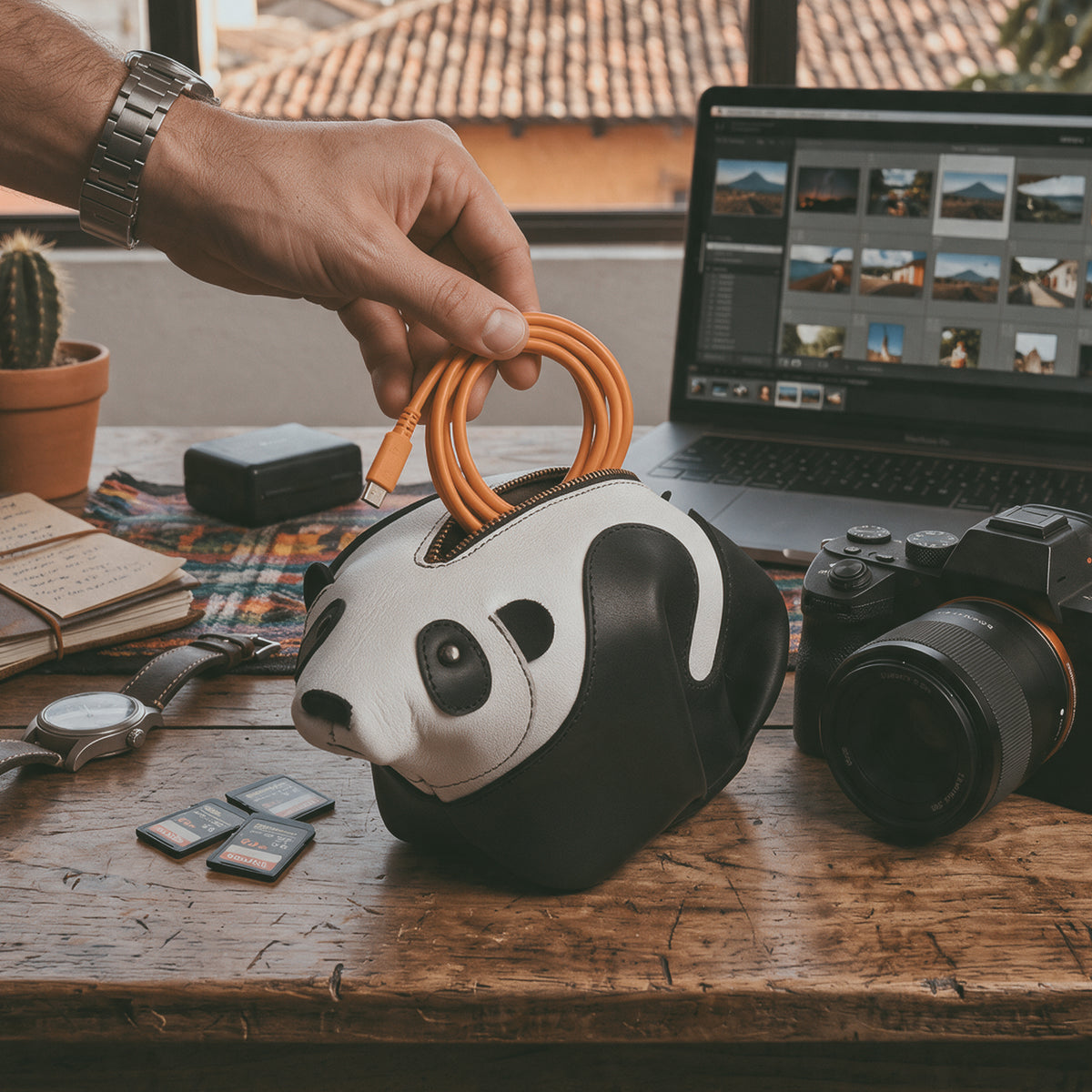 Leather Panda Pouch