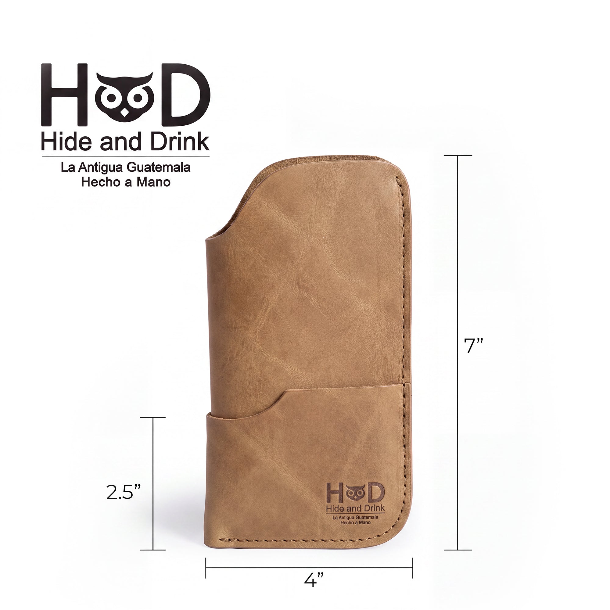 Showcasing the Hide & Drink Sunglass Case & Wallet with an appealing dark tone. This Rustic Sunglasses Case & Wallet is made from Full Grain Leather, serving as a functional eyeglasses protector for travel, lovingly made in La Antigua Guatemala & Oaxaca Mexico.