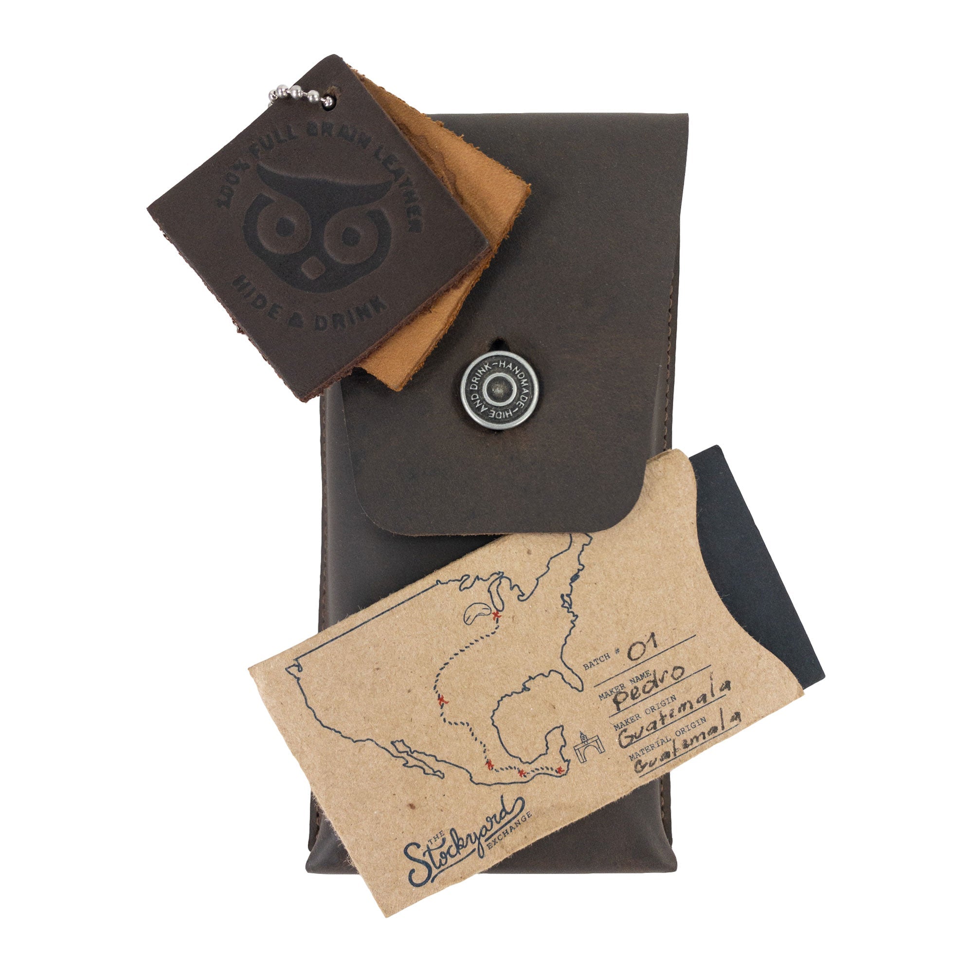 Rectangular Pencil Case with Button Closure - Stockyard X 'The Leather Store'