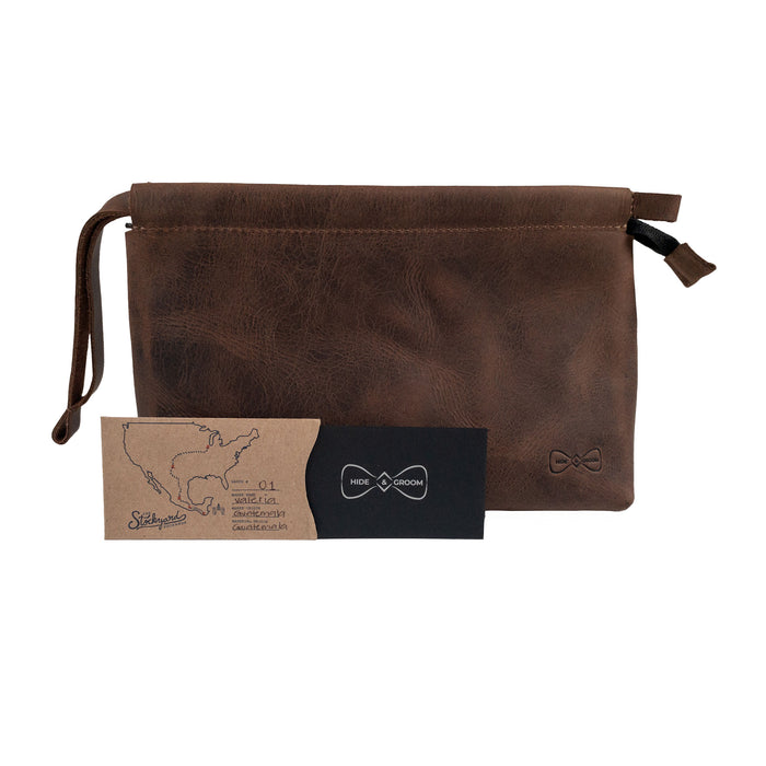 Toiletry Bag with Sliding Handle for Groomsmen - Stockyard X 'The Leather Store'