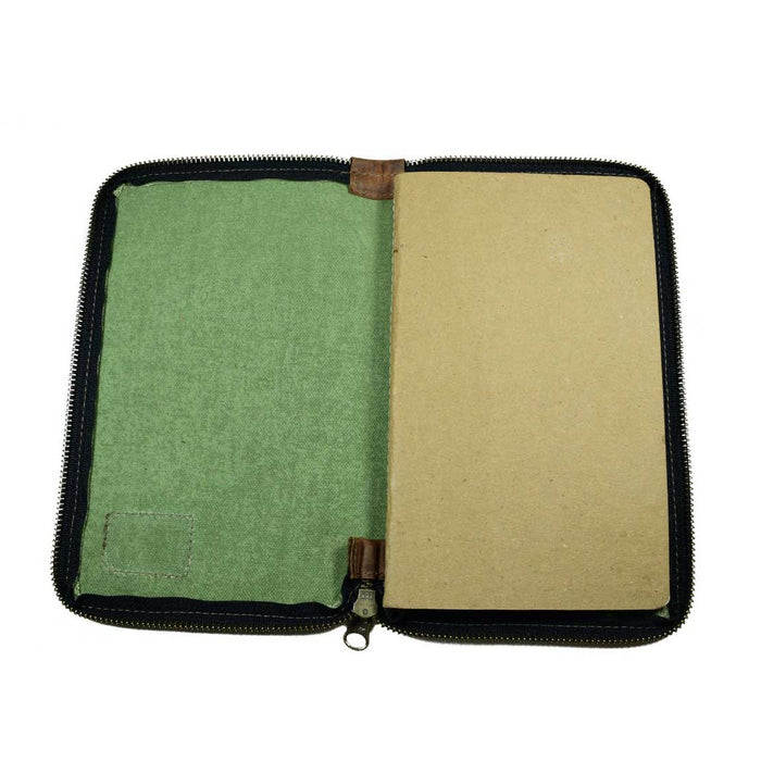 Waxed Canvas Zippered Journal Cover for Moleskine (Notebook NOT Included)