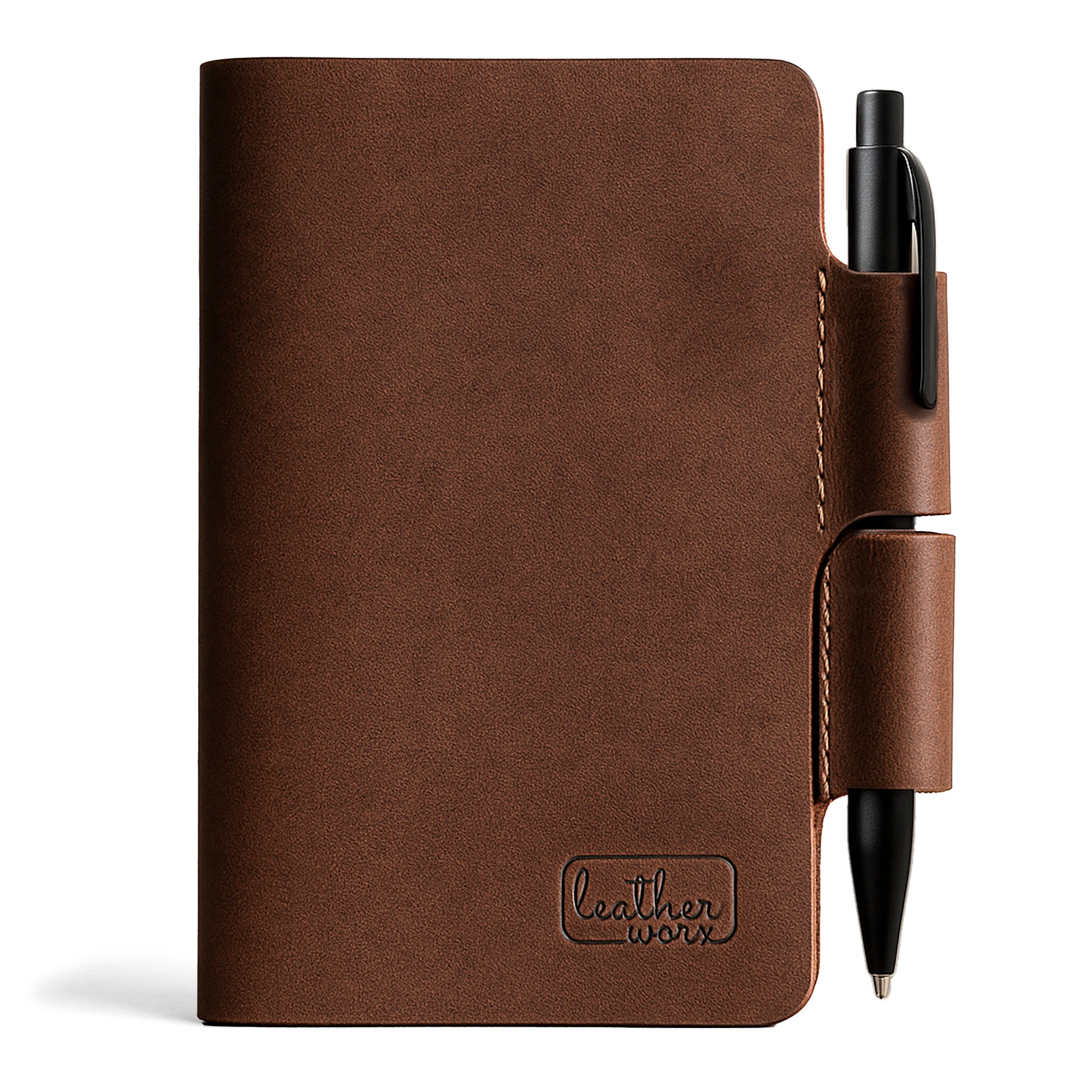 Vintage Cover for Field Notes (3.5 x 5.5 in. Notebook not Included) by Leather Worx, showcasing a premium full grain leather journal case. This Vintage Cover Designed for Field Notes Notebook (3.5 x 5.5 in.) features small batch production, hand cut, hand sewn craftsmanship, and a fire branded logo. Handmade in La Antigua Guatemala & Oaxaca Mexico.