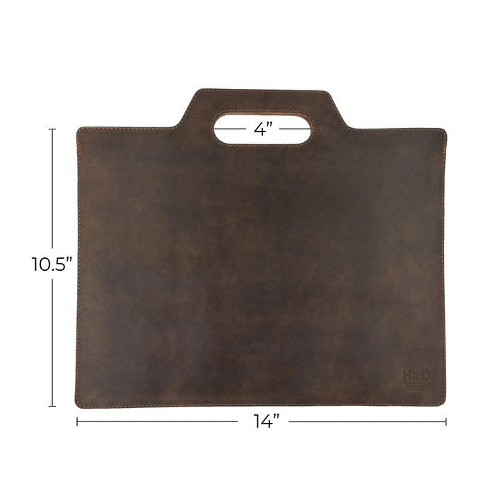 Minimalist Flat Portfolio, Laptop Sleeve with Die Cut Handle - Stockyard X 'The Leather Store'