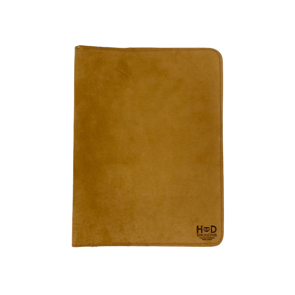 Back view of the russet leather Full Grain Leather Journal Cover for Moleskine Cahier XL (7.5 x 9.75 in.) by Hide & Drink, showcasing the quality craftsmanship and details that define this artisan case.