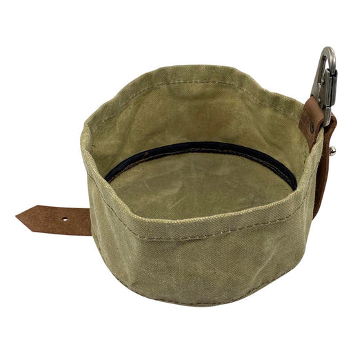 Waxed Canvas Travel Dog Bowl - Stockyard X 'The Leather Store'