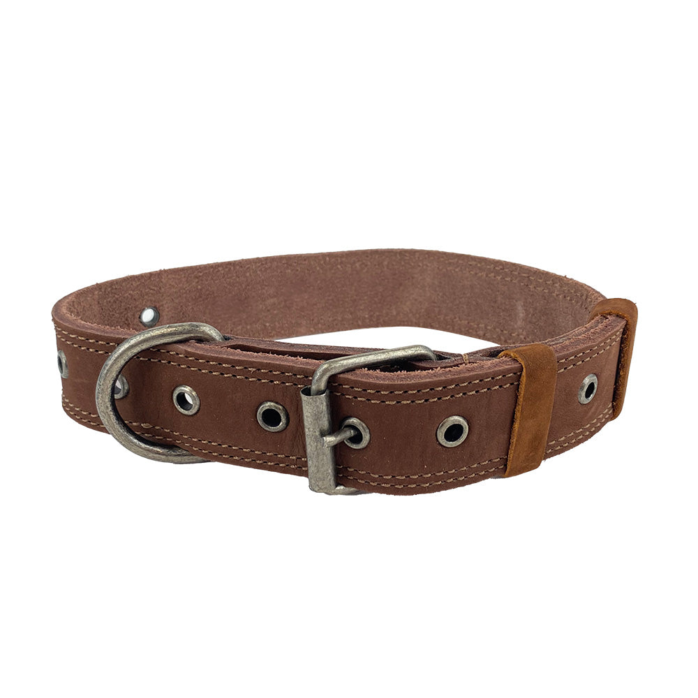 Leather Medium Dog Collar (12 to 21 in.) - Stockyard X 'The Leather Store'